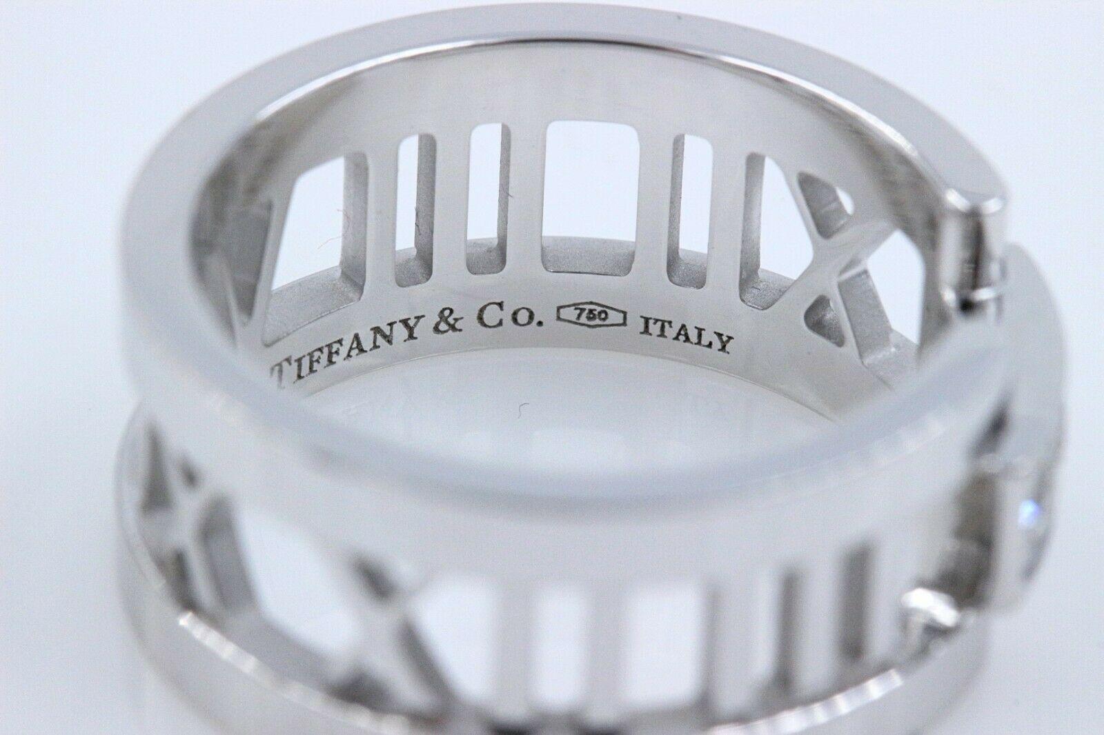 Round Cut Tiffany & Co. Atlas Open Band Ring in 18 Karat White Gold with Diamonds