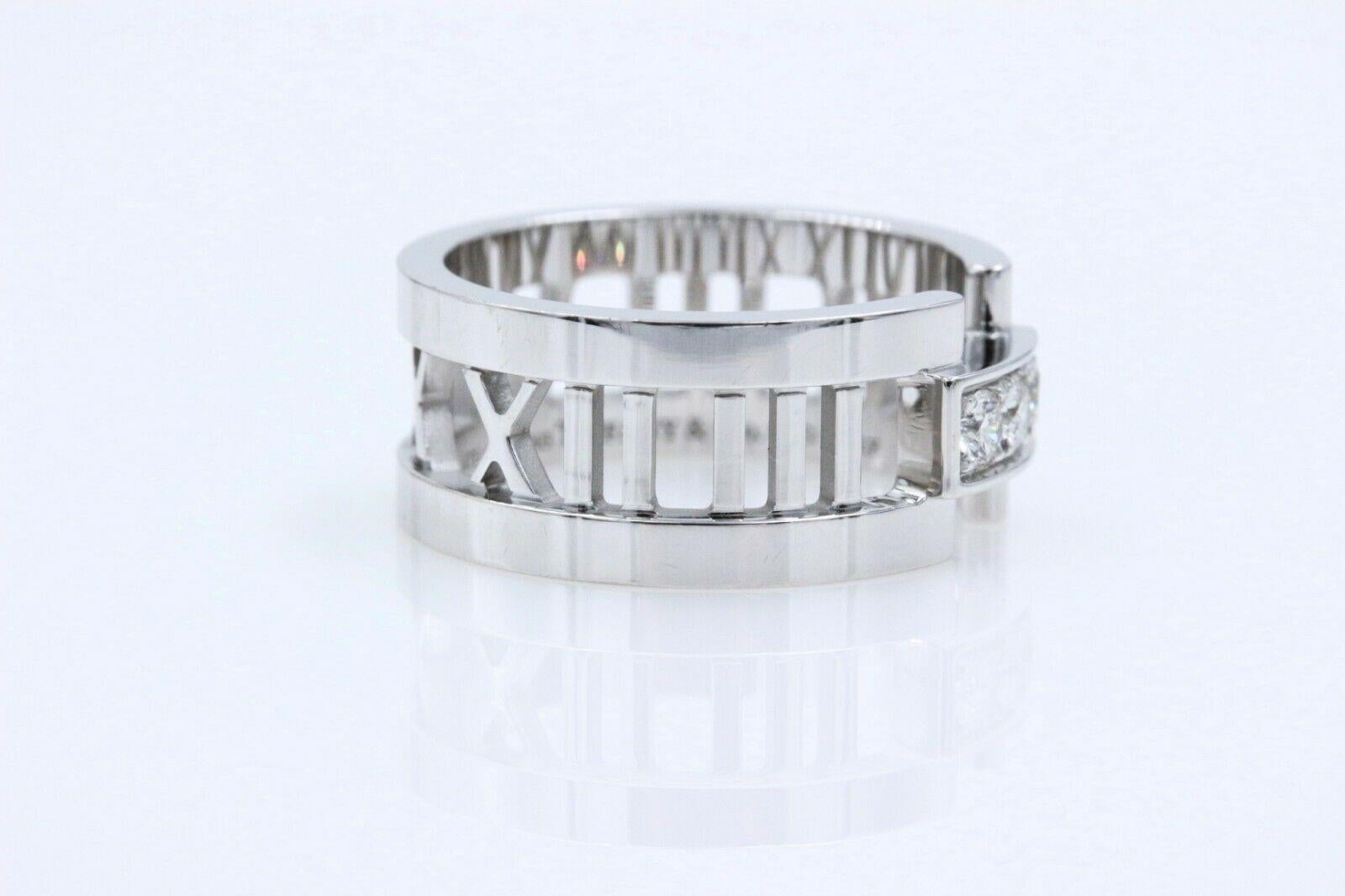 Tiffany & Co. Atlas Open Band Ring in 18 Karat White Gold with Diamonds 1