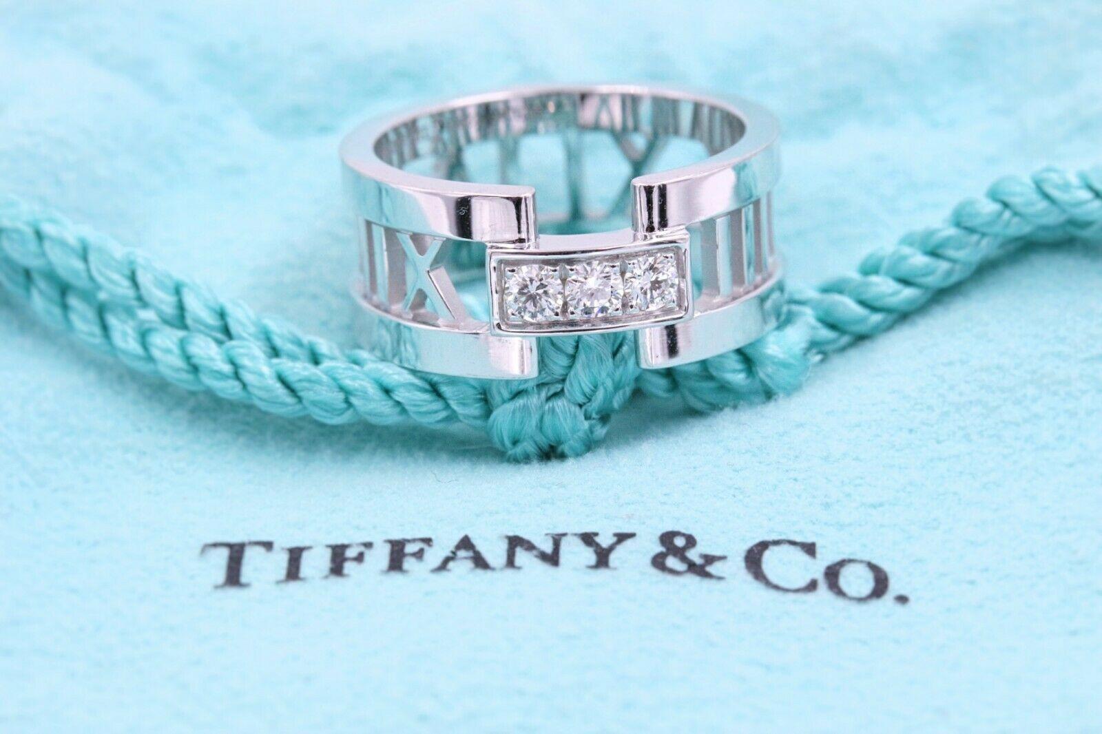Tiffany & Co. Atlas Open Band Ring in 18 Karat White Gold with Diamonds 3