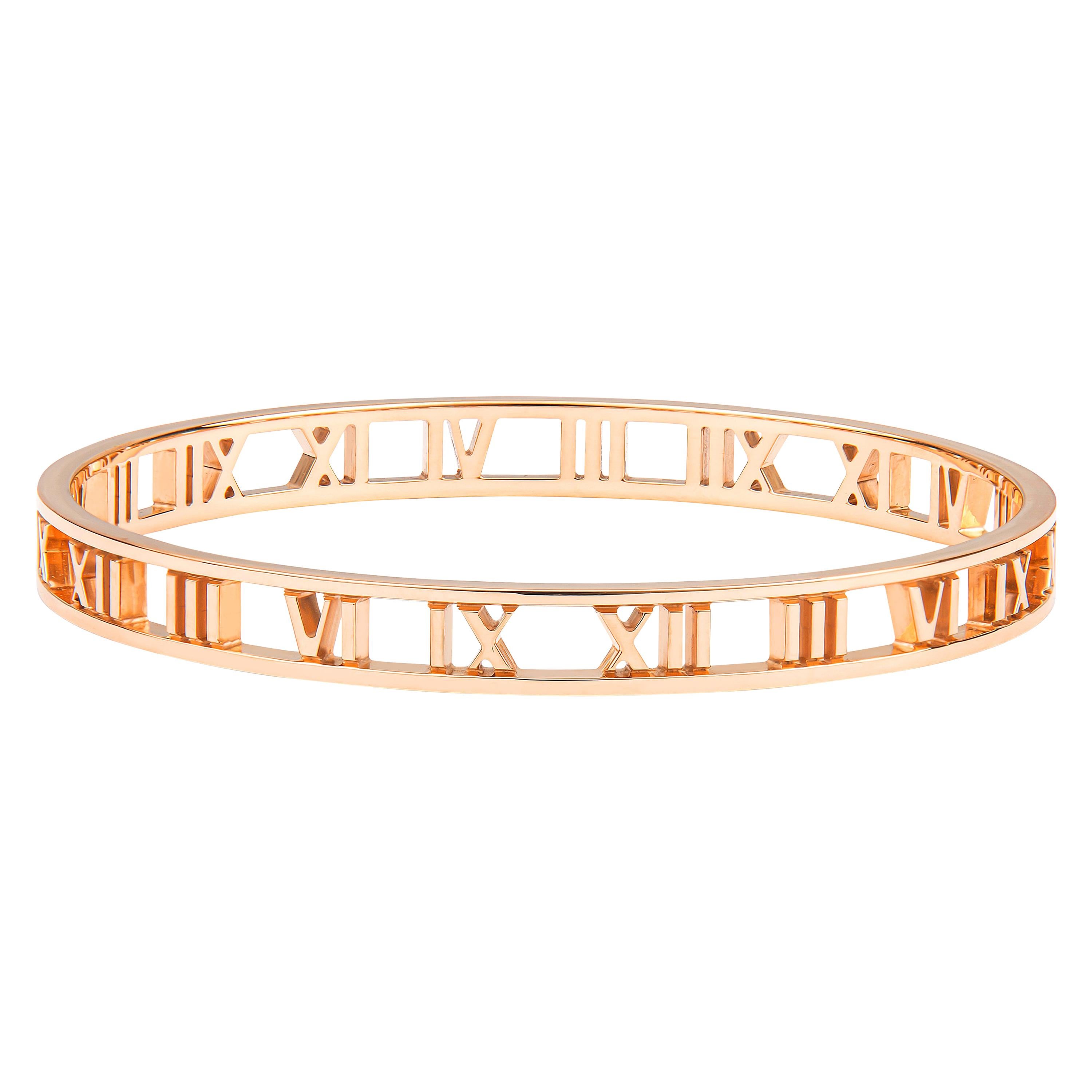 Atlas x Closed Wide Hinged Bangle Bracelet in Rose Gold with Diamonds, Size: Large