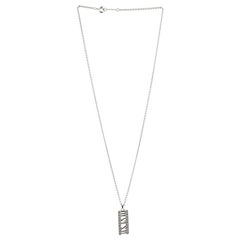 Tiffany & Co. Atlas Open Bar Pendant Necklace 18 Karat White Gold with Diamonds