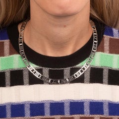 Tiffany & Co. Atlas Open Hinged Roman Numeral Necklace, 18 Karat White Gold