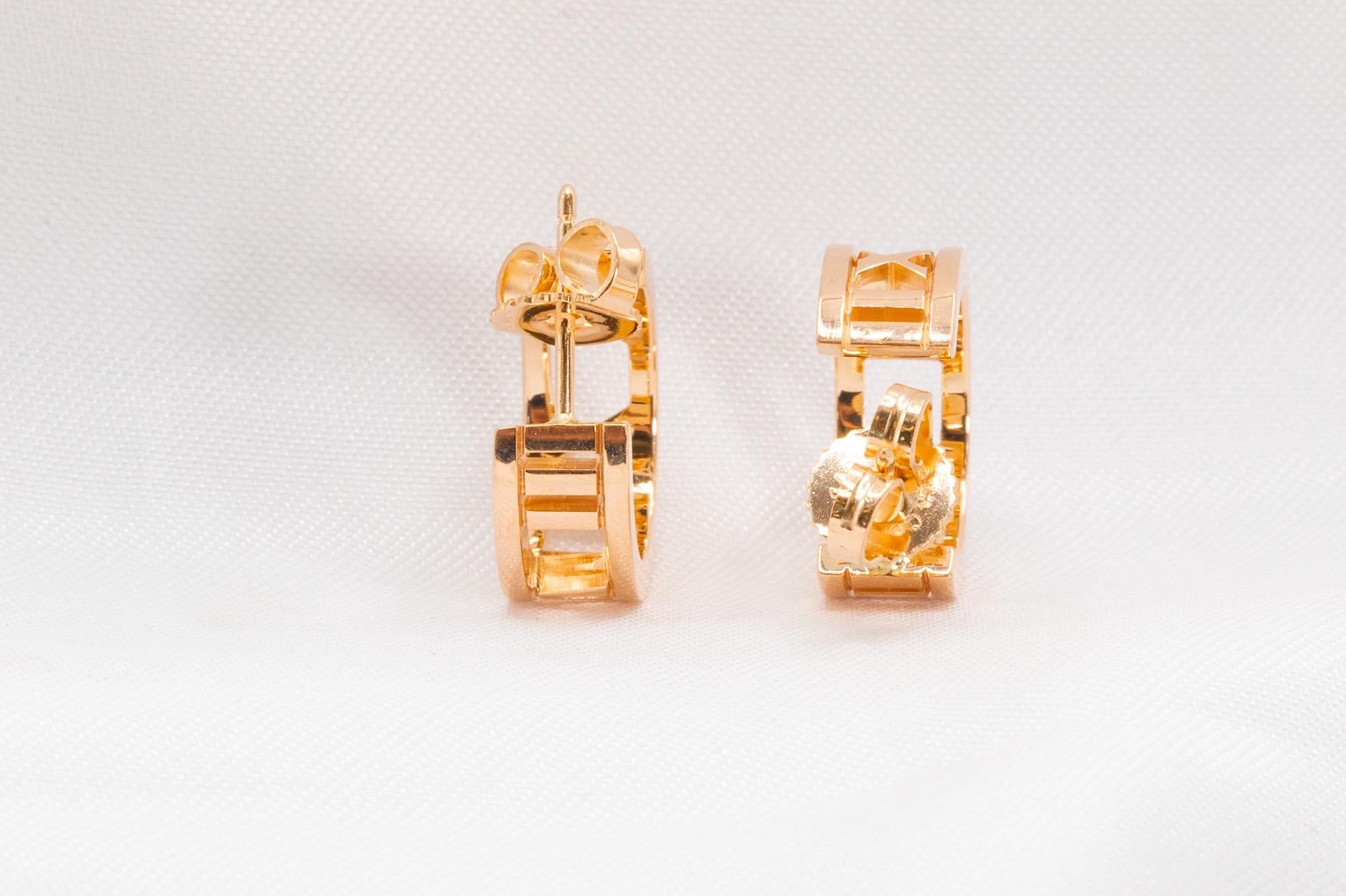 Tiffany & Co Atlas Open Hoop 18k Rose Gold Earrings In Good Condition In Houston, TX
