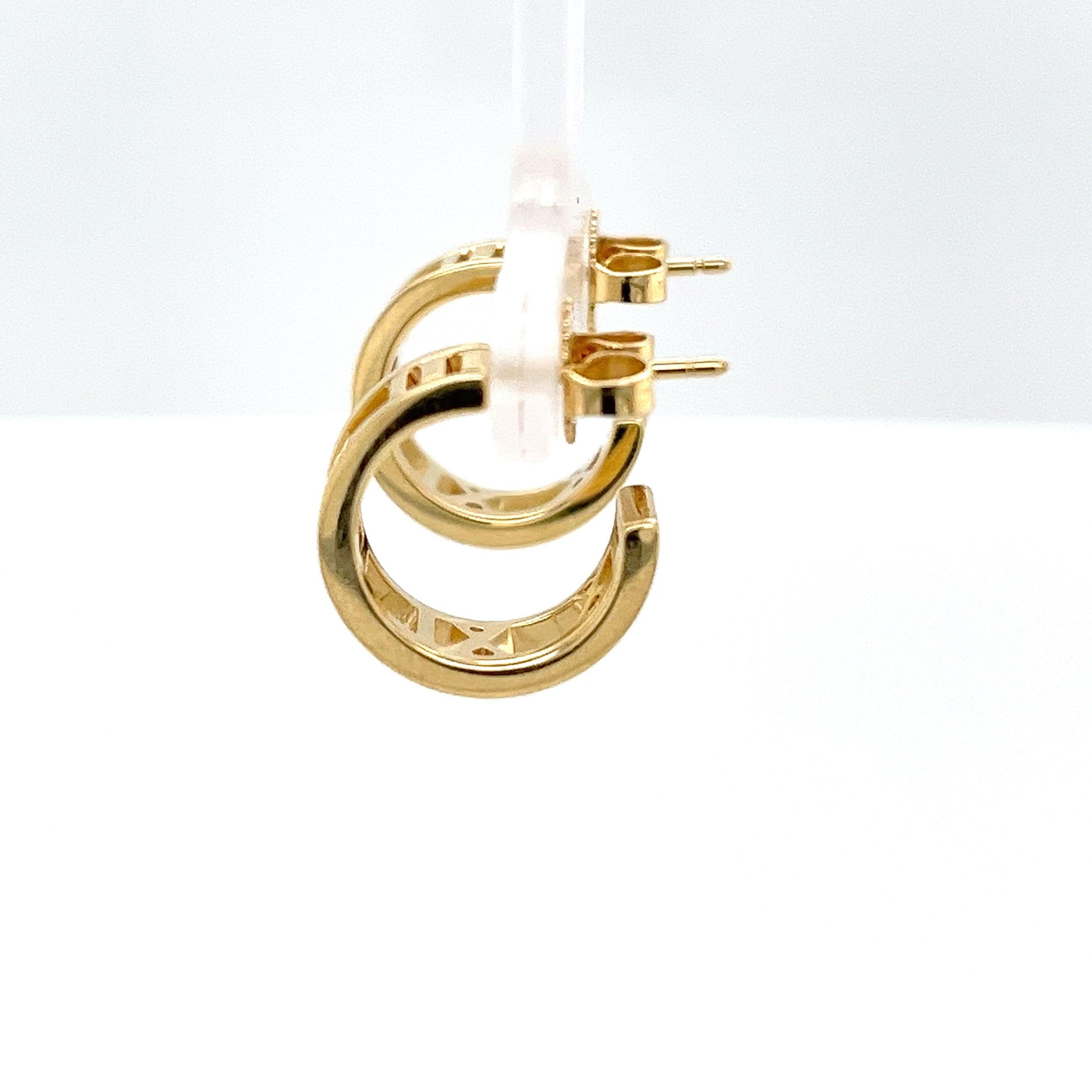 Women's Tiffany & Co Atlas Open Hoop Earrings Set In 18ct Yellow Gold For Sale
