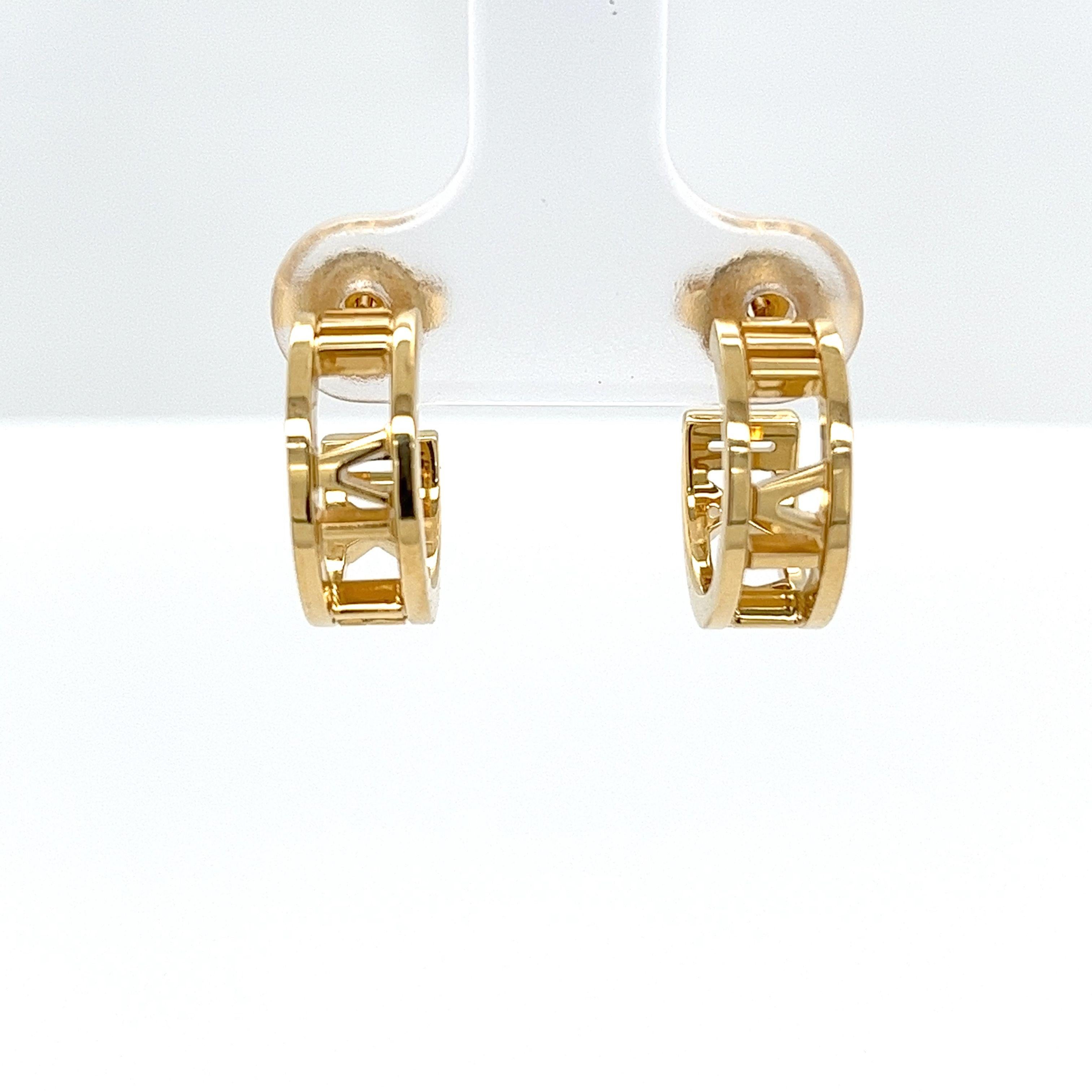 Tiffany & Co Atlas Open Hoop Earrings Set In 18ct Yellow Gold For Sale 1