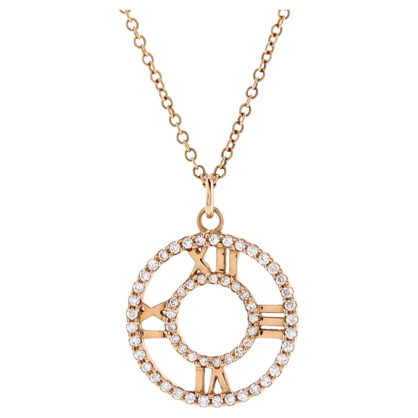 Tiffany & Co. Atlas Open Medallion Pendant Necklace 18k Rose Gold For Sale