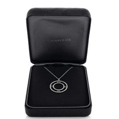 Tiffany & Co. Atlas Open Medallion Pendant Necklace 18K White Gold with Pave