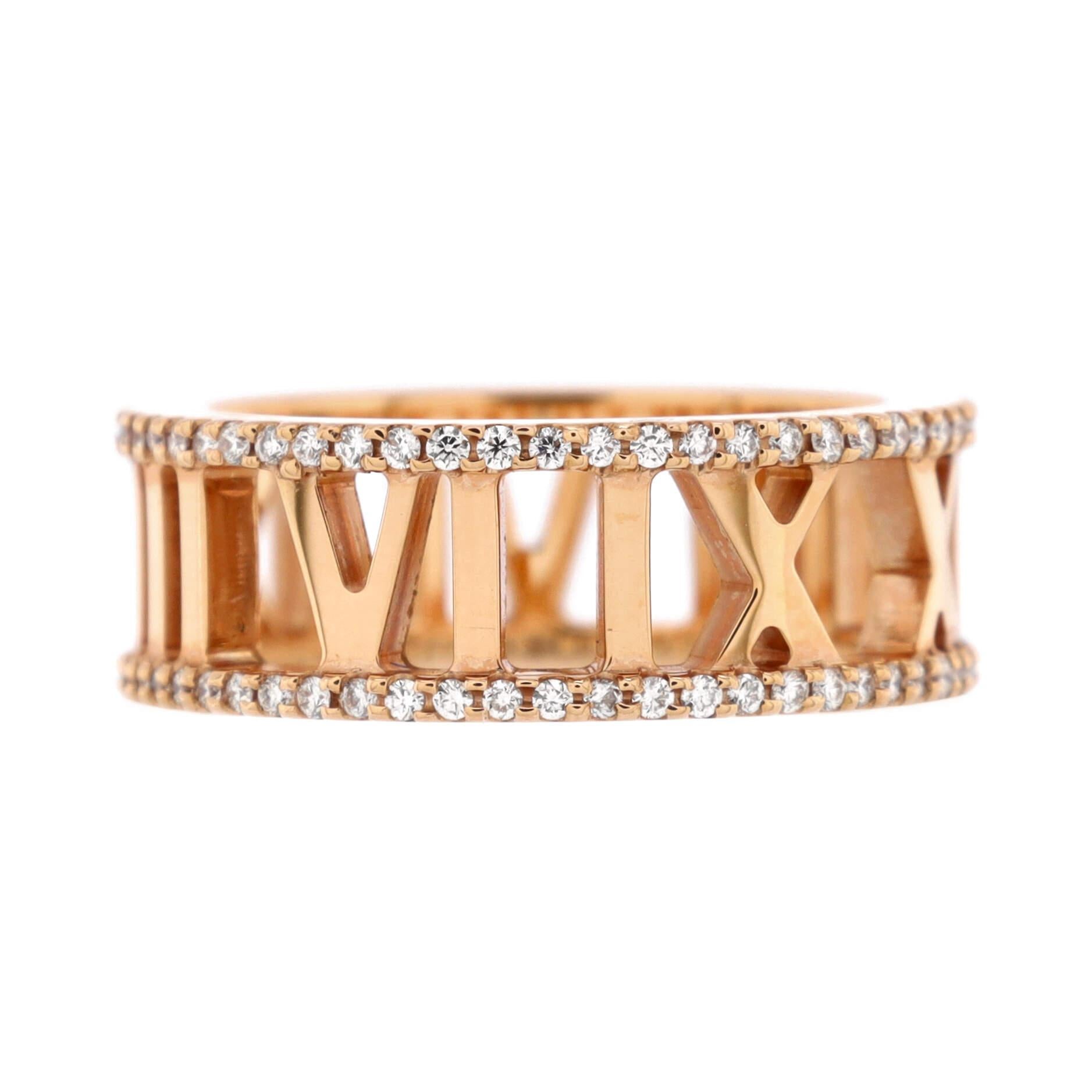 Condition: Great. Minor wear throughout.
Accessories:
Measurements: Size: 4.75 - 49, Width: 7 mm
Designer: Tiffany & Co.
Model: Atlas Open Ring 18K Rose Gold with Diamond 7mm
Exterior Color: Rose Gold
Item Number: 224637/6