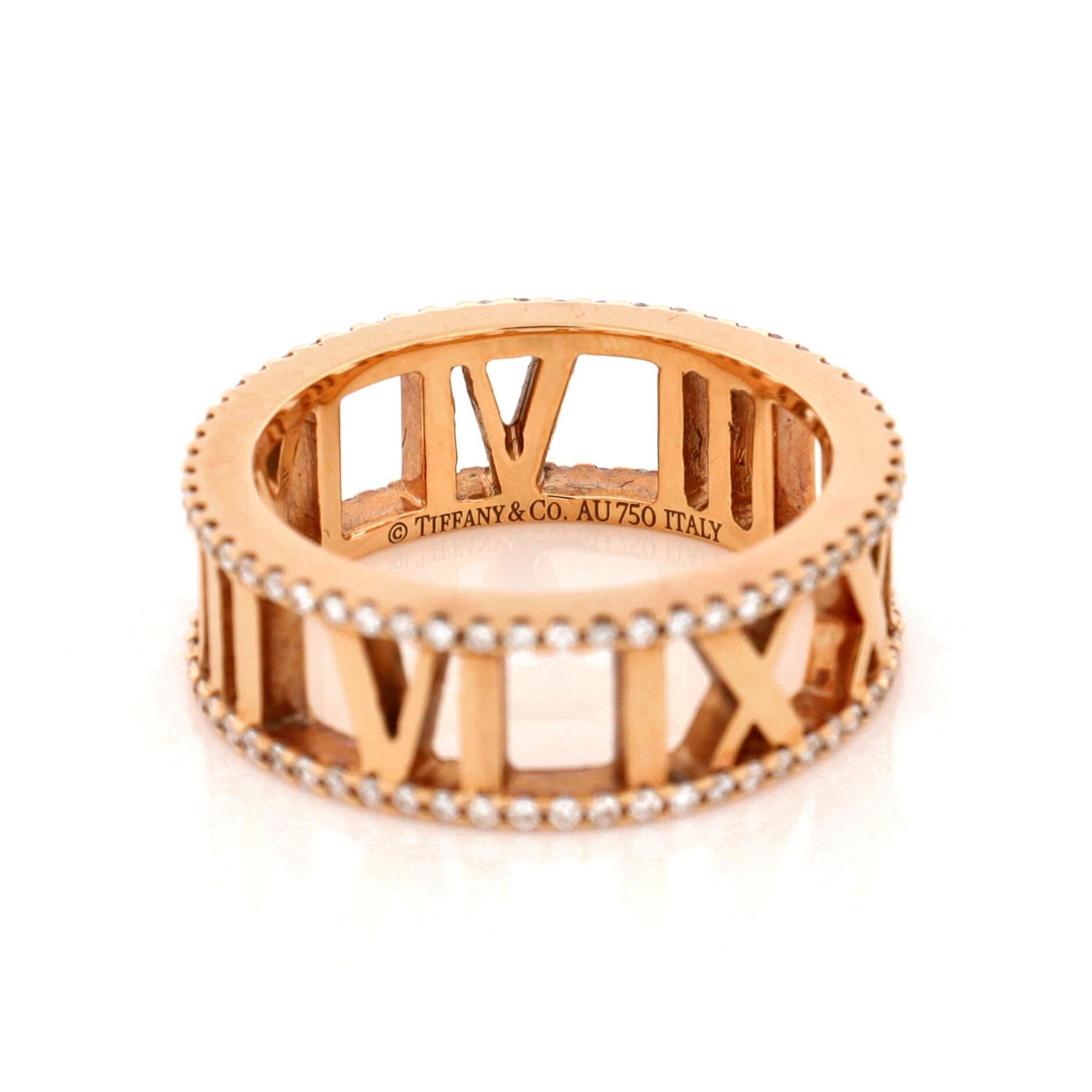 da uomo o donna Tiffany & Co. Anello aperto Atlas in oro rosa 18 carati con diamante 7 mm