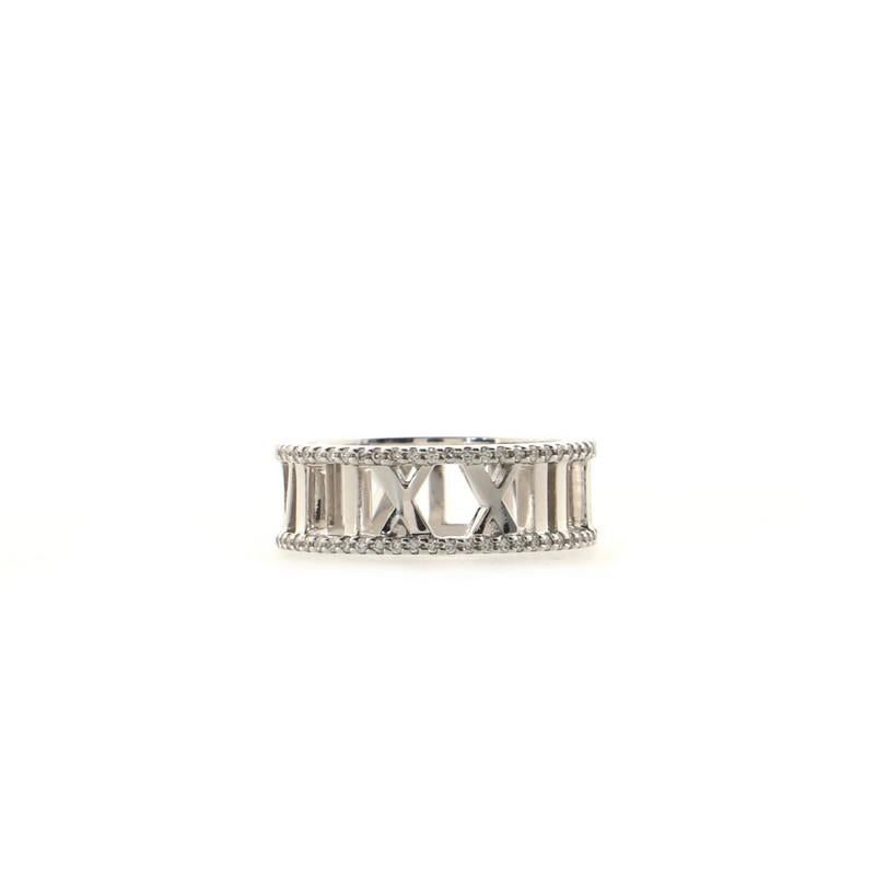Round Cut Tiffany & Co. Atlas Open Ring 18K White Gold with Diamond