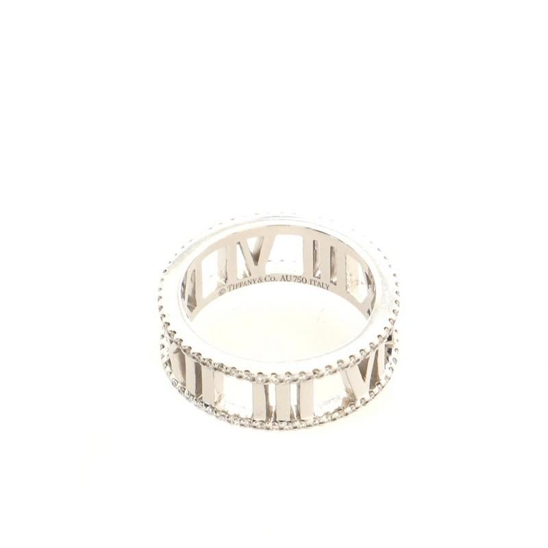 Tiffany & Co. Atlas Open Ring 18K White Gold with Diamond In Good Condition In New York, NY