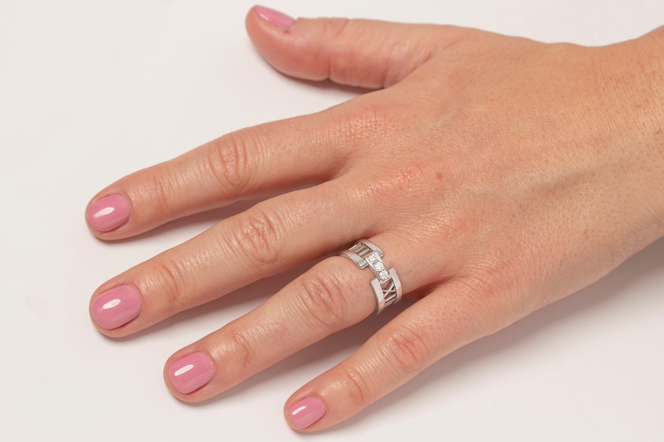 Round Cut Tiffany & Co. ‘Atlas’ Open Style Three-Stone Diamond Ring