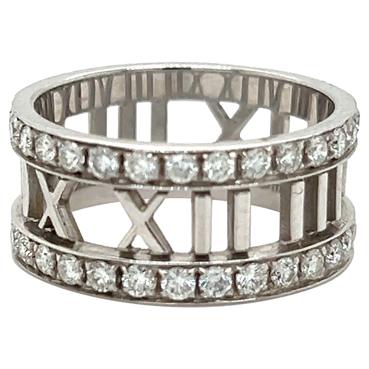 Tiffany & Co. Atlas Open Work Diamond 18k White Gold Ring