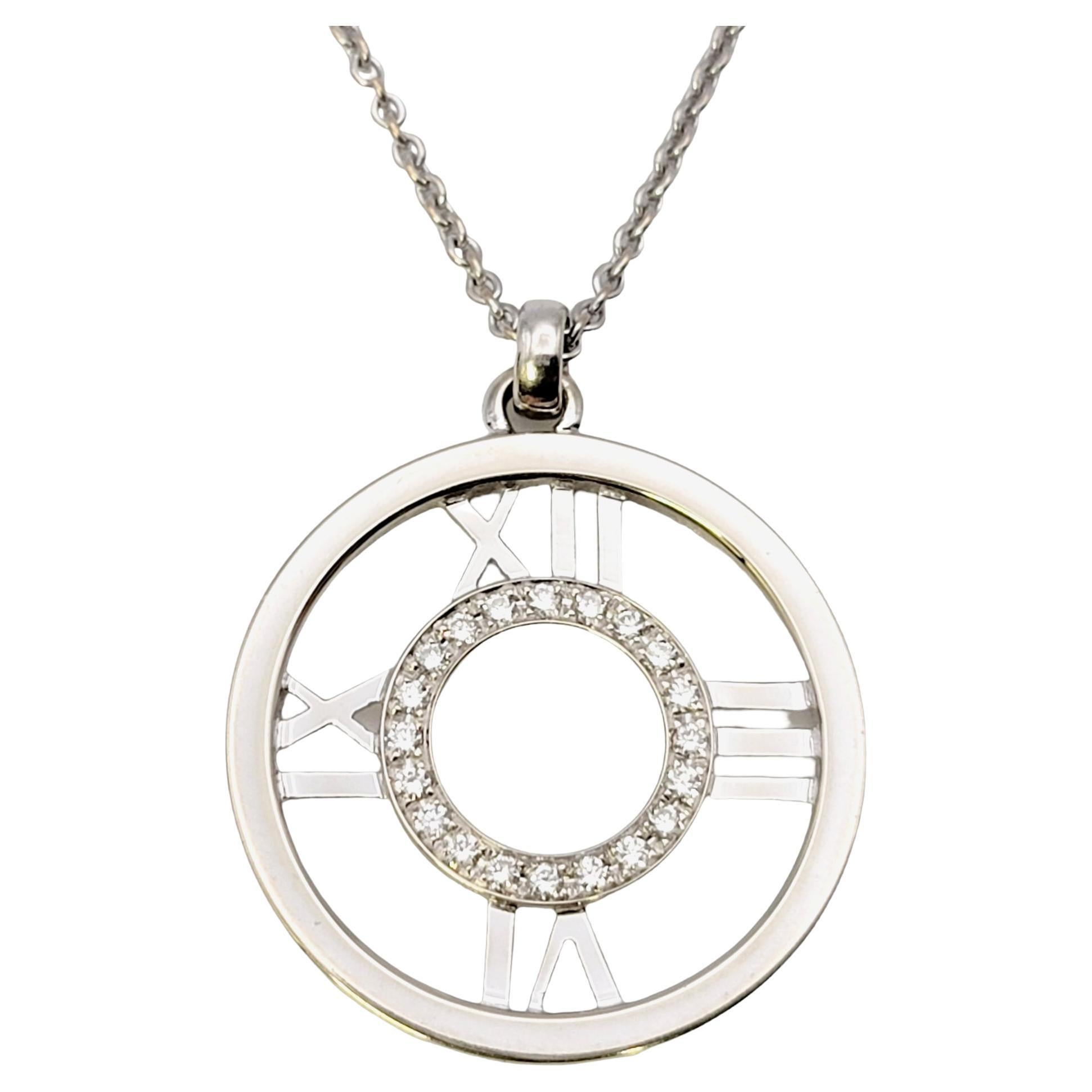 Tiffany & Co. Atlas Pendant Necklace with Diamonds in 18 Karat White Gold 2003 For Sale