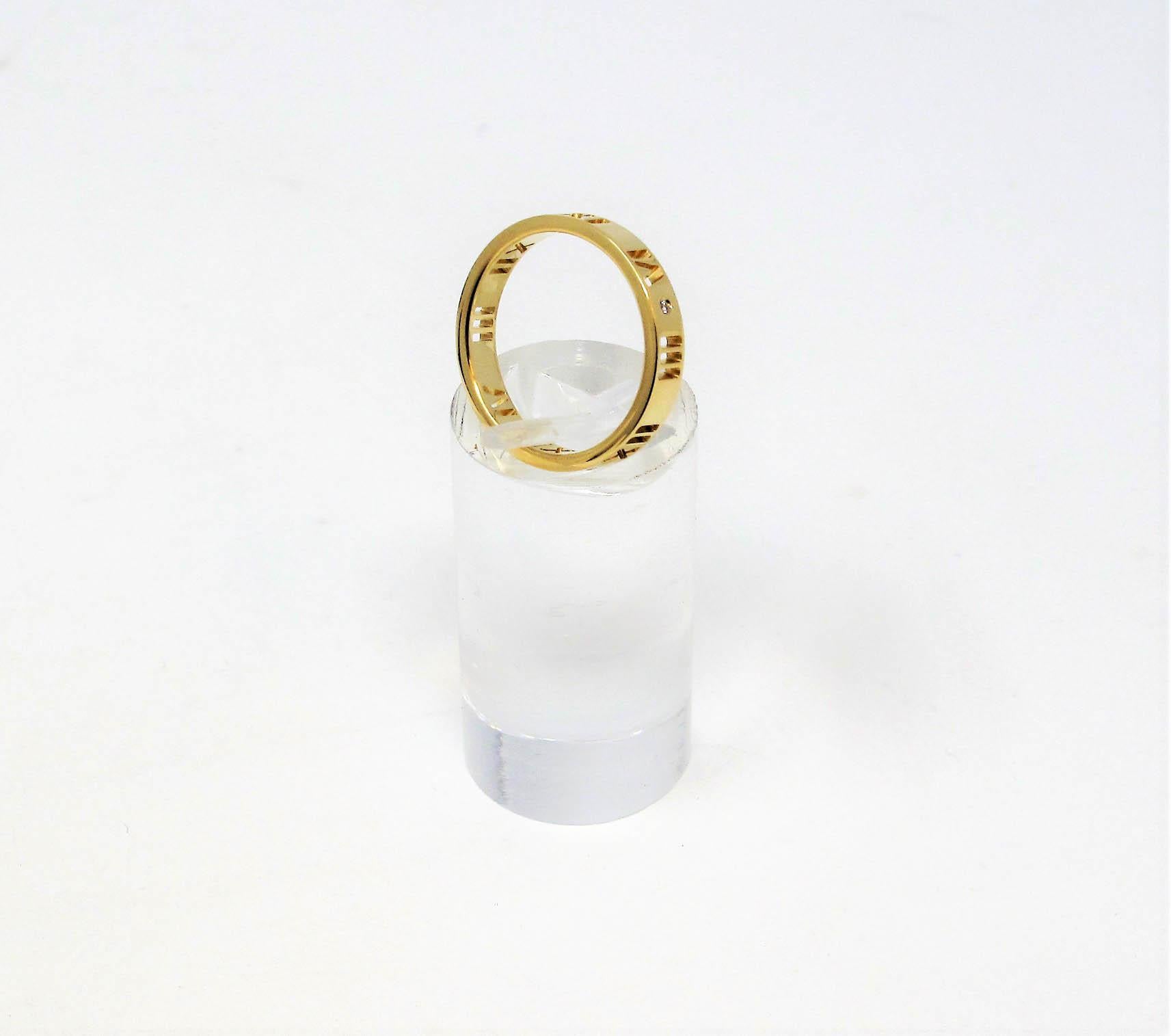 Tiffany & Co. Atlas Pierced Band Ring with Diamonds 18 Karat Yellow Gold 2