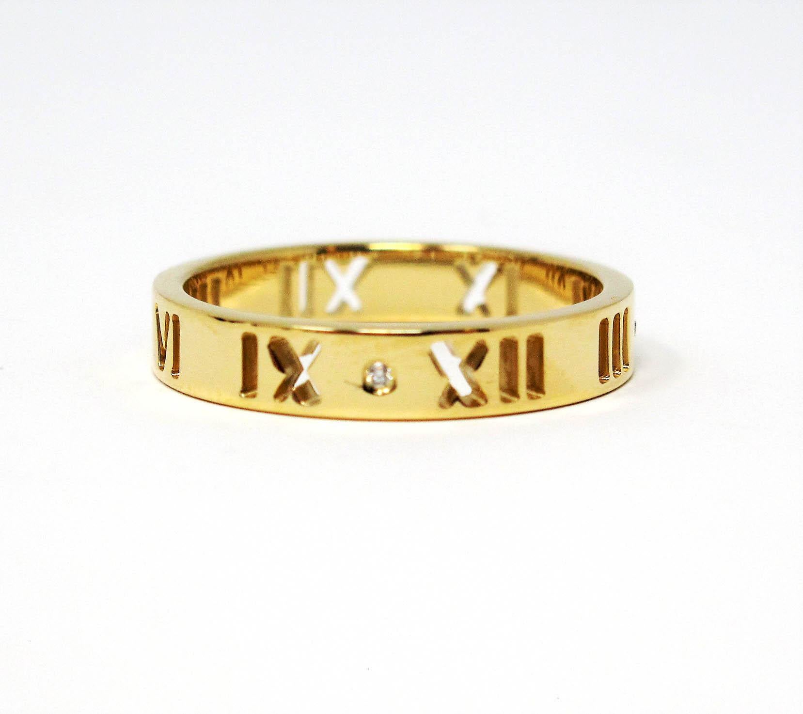 Tiffany & Co. Atlas Pierced Band Ring with Diamonds 18 Karat Yellow Gold 3