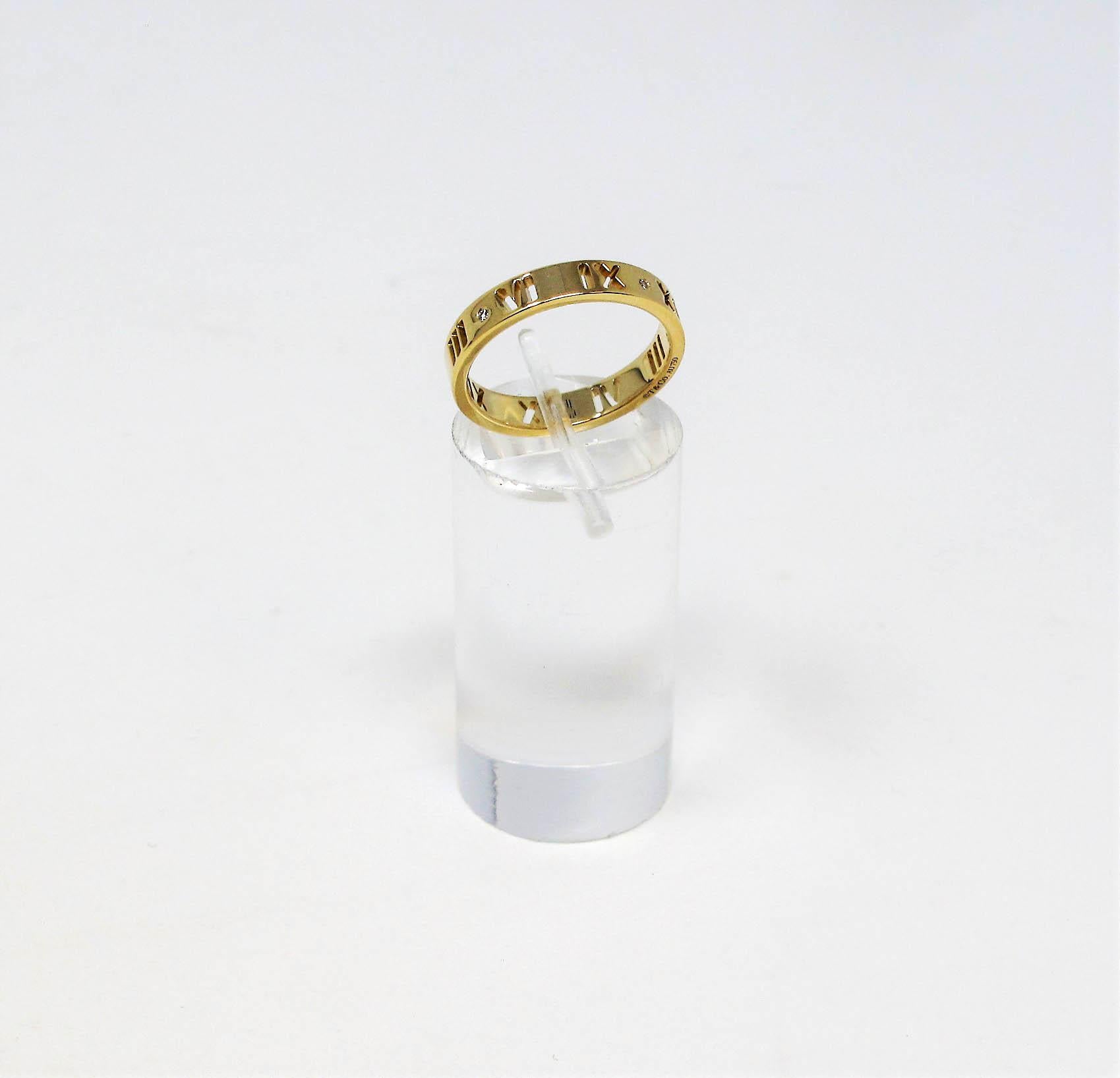 Tiffany & Co. Atlas Pierced Band Ring with Diamonds 18 Karat Yellow Gold 1