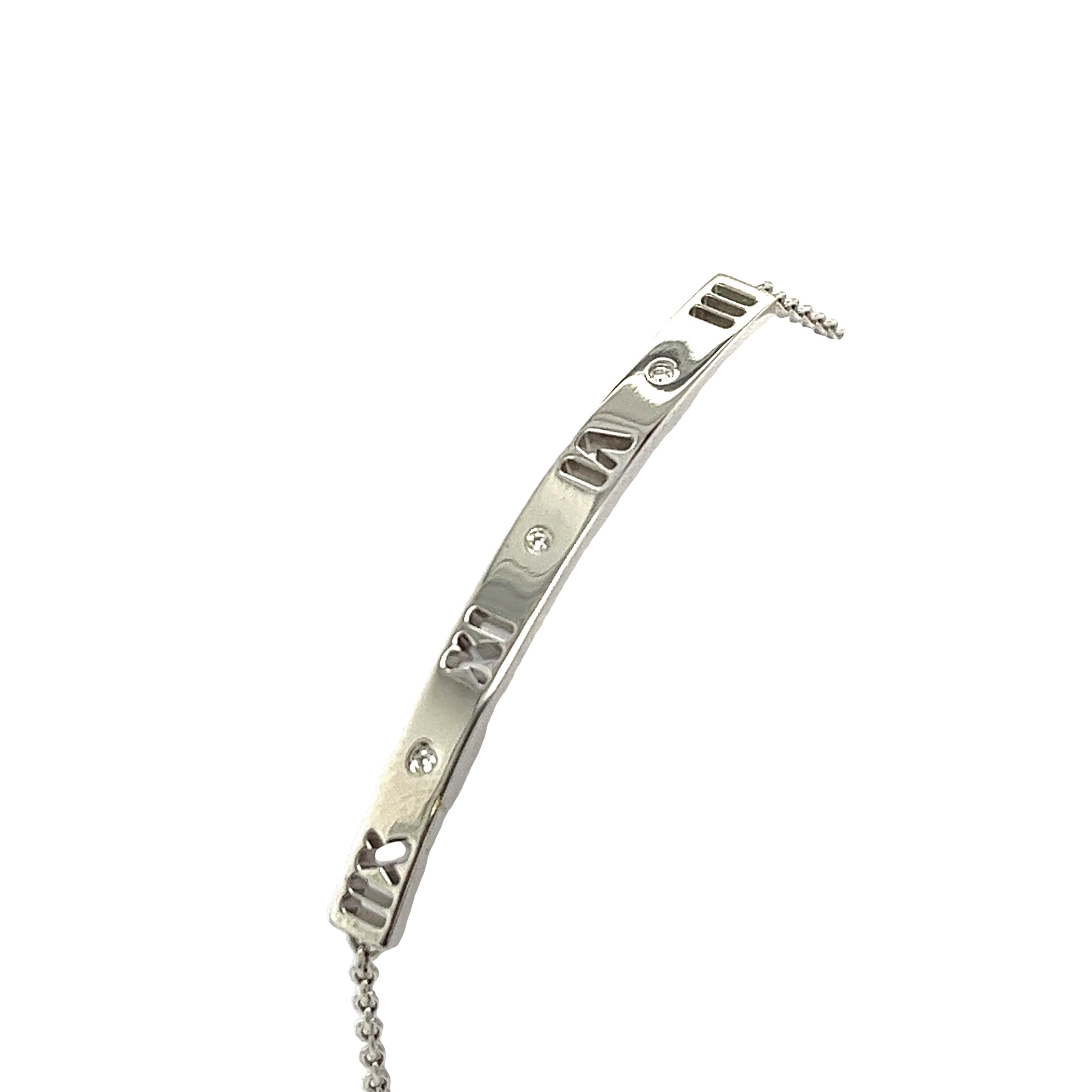 Women's or Men's Tiffany & Co Atlas Pierced Diamond 18ct white Gold Bracelet For Sale