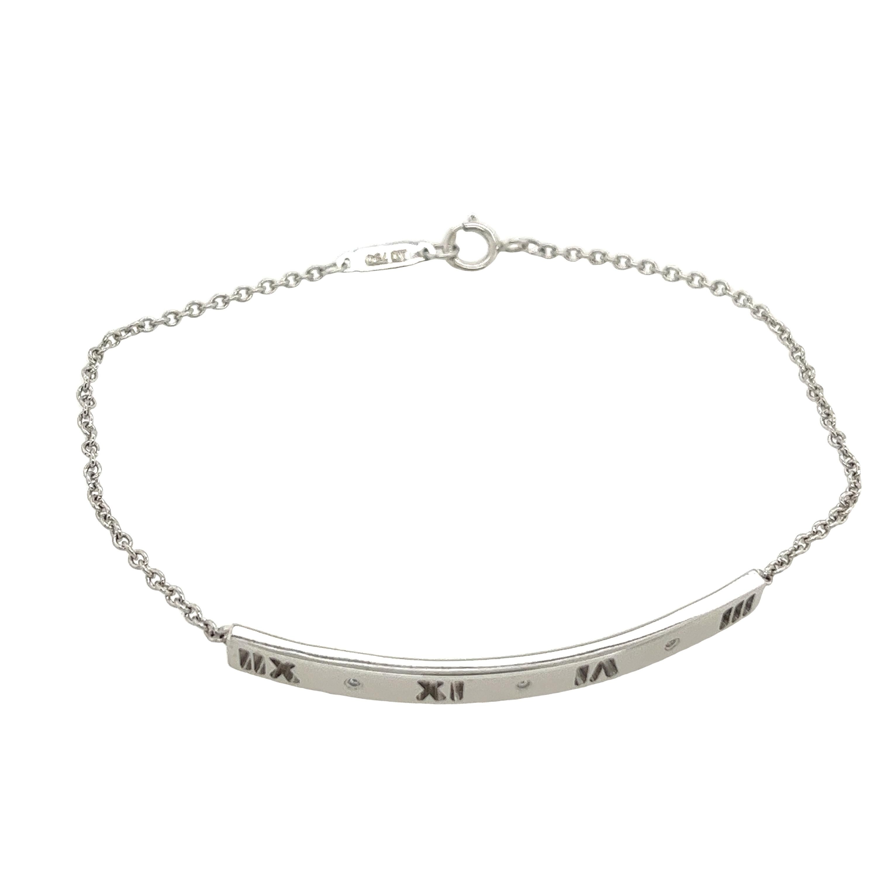 Tiffany & Co Atlas Pierced Diamond 18ct white Gold Bracelet For Sale 2