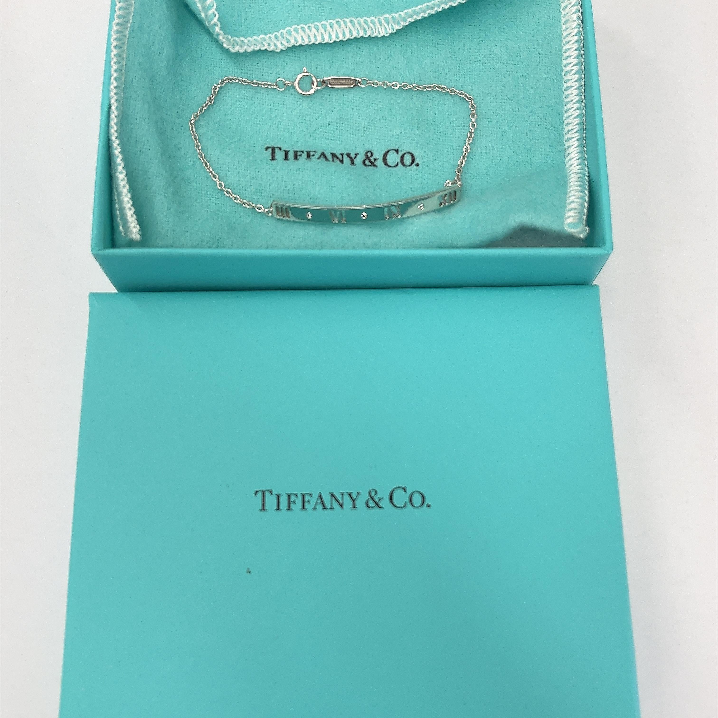 Tiffany & Co Atlas Pierced Diamond 18ct white Gold Bracelet For Sale 4