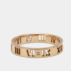 Tiffany & Co. Atlas Pierced Diamond 18k Rose Gold Band Ring Size 53