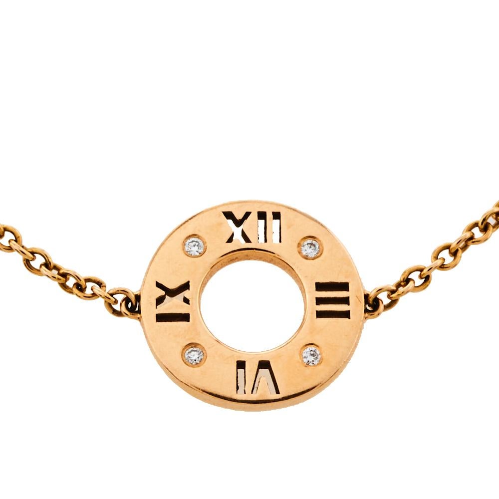 Rose Cut Tiffany & Co. Atlas Pierced Diamond 18K Rose Gold Bracelet