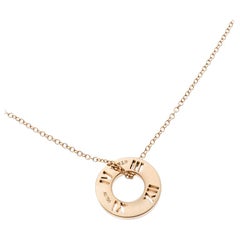 Tiffany & Co. Atlas Pierced Diamond & 18k Rose Gold Pendant Necklace