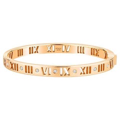 Tiffany & Co. Atlas Pierced Hinged Diamond Bangle, 18 Karat Rose Gold