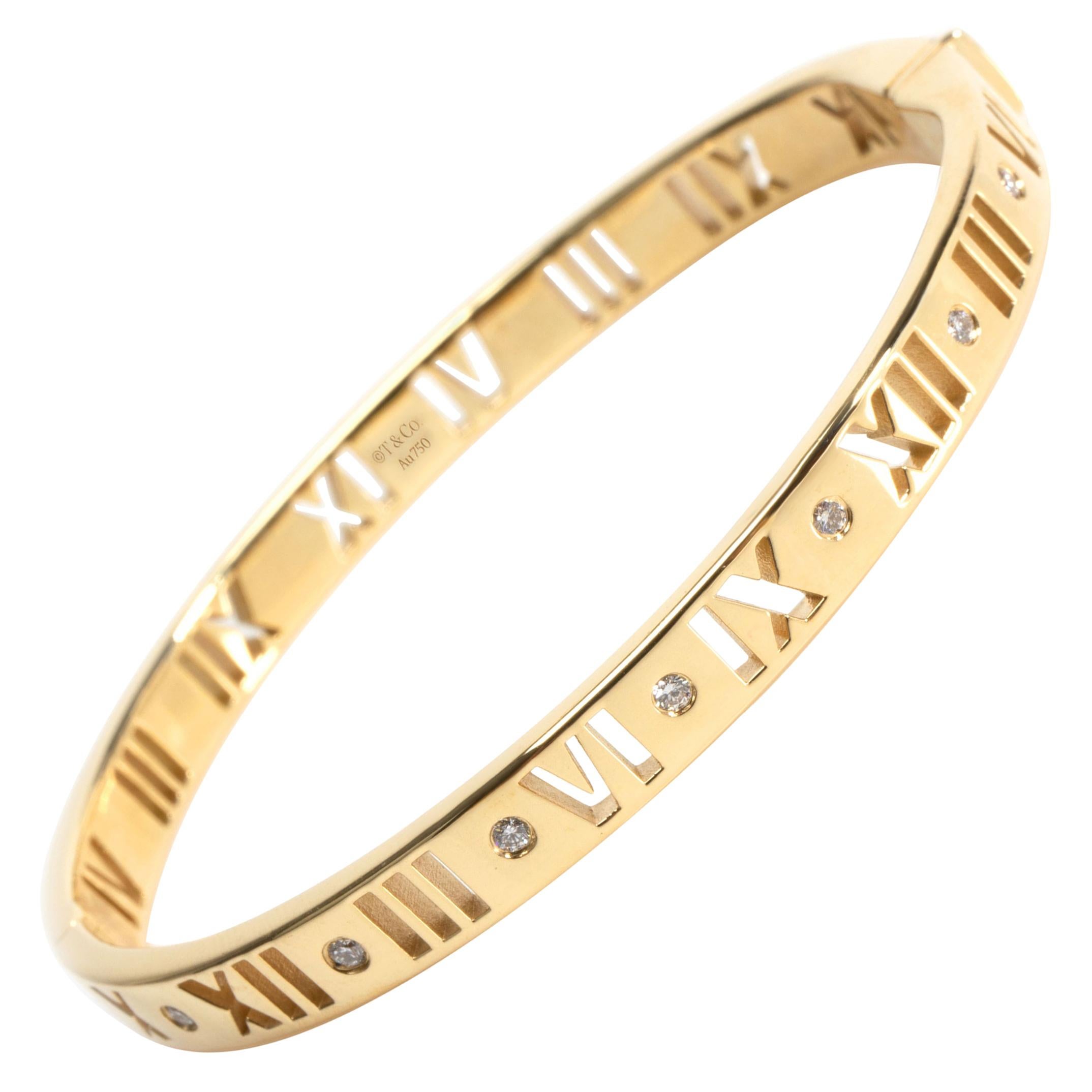 Tiffany & Co. Atlas Pierced Hinged Diamond Bracelet in 18 Karat Yellow Gold