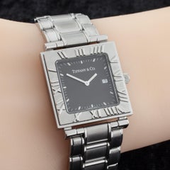 Tiffany & Co. Atlas Quartz Square Watch Stainless Steel W/ Date