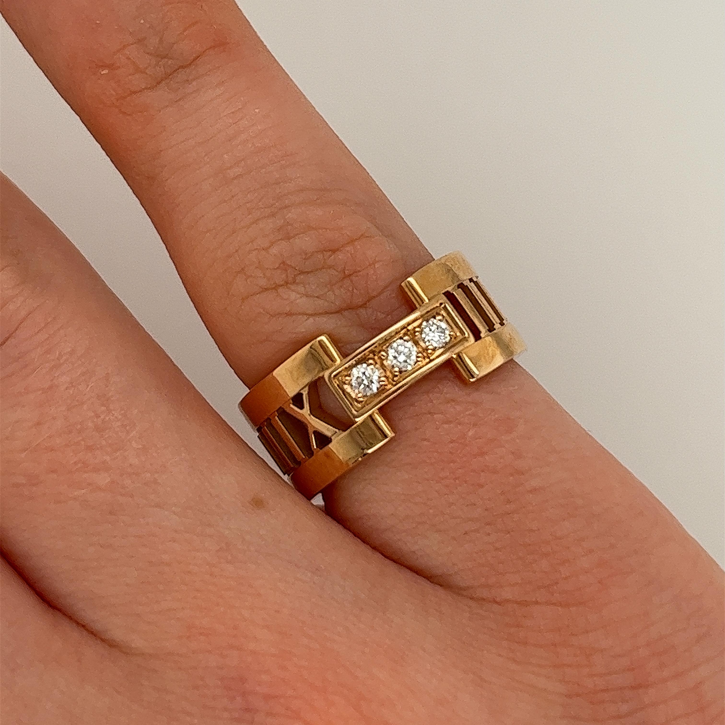 Tiffany & Co Atlas Ring in 18ct Rose Gold With Roman Numbers  For Sale 2