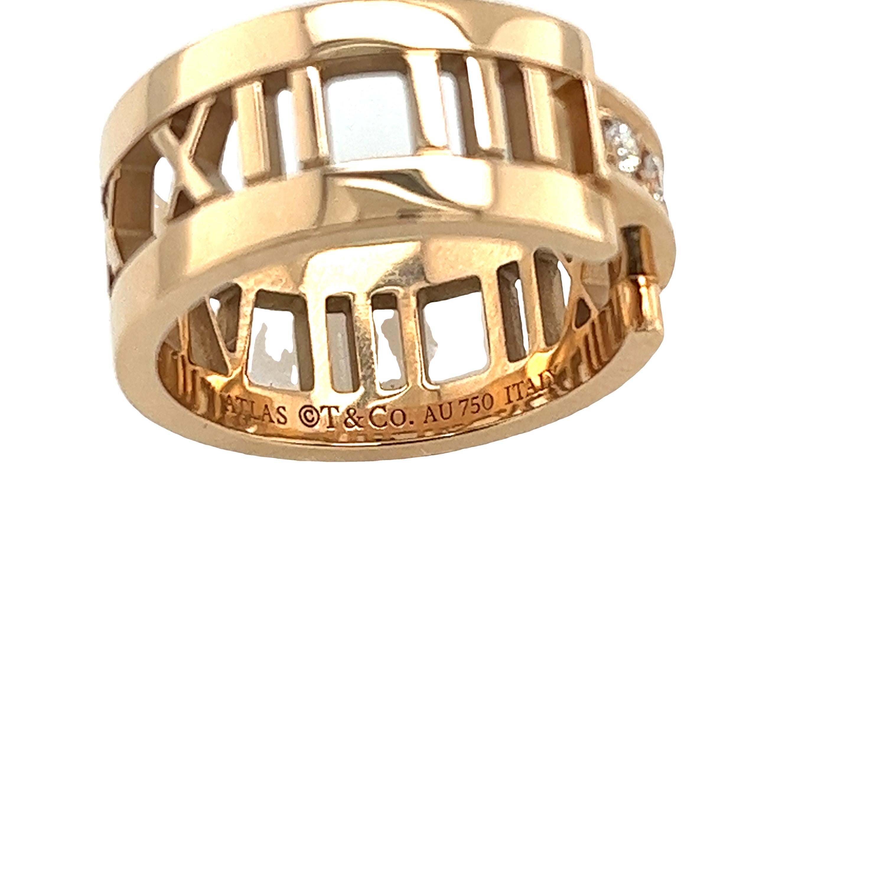 Tiffany & Co Atlas Ring in 18ct Rose Gold With Roman Numbers  For Sale 4
