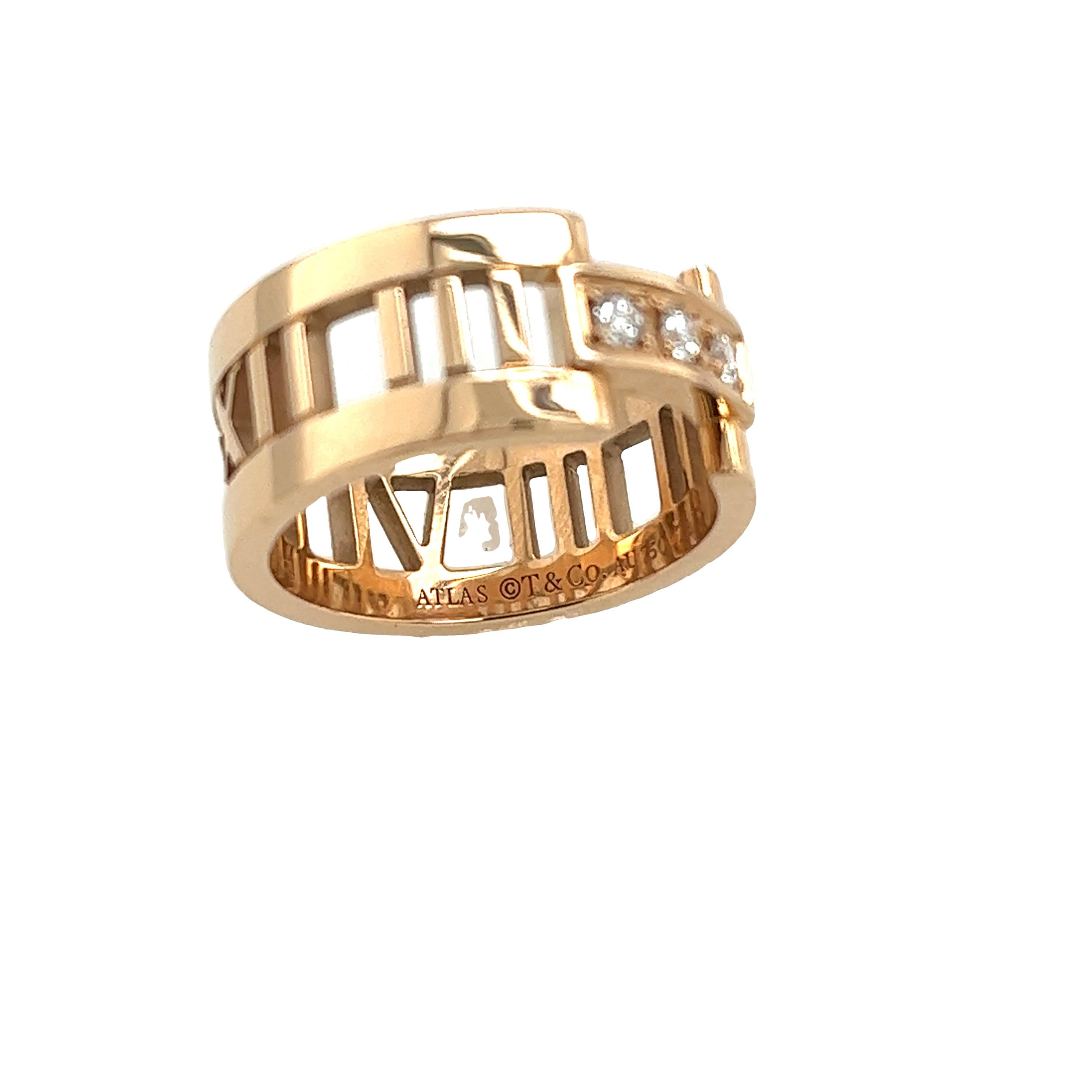 Tiffany & Co Atlas Ring in 18ct Rose Gold With Roman Numbers  For Sale 5