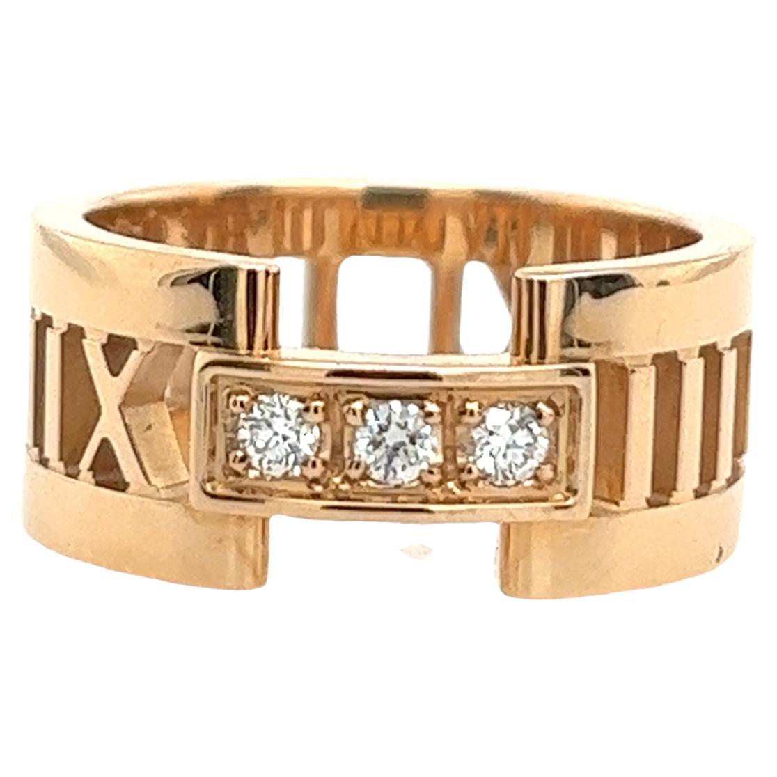 Tiffany & Co Atlas Ring in 18ct Rose Gold With Roman Numbers  For Sale