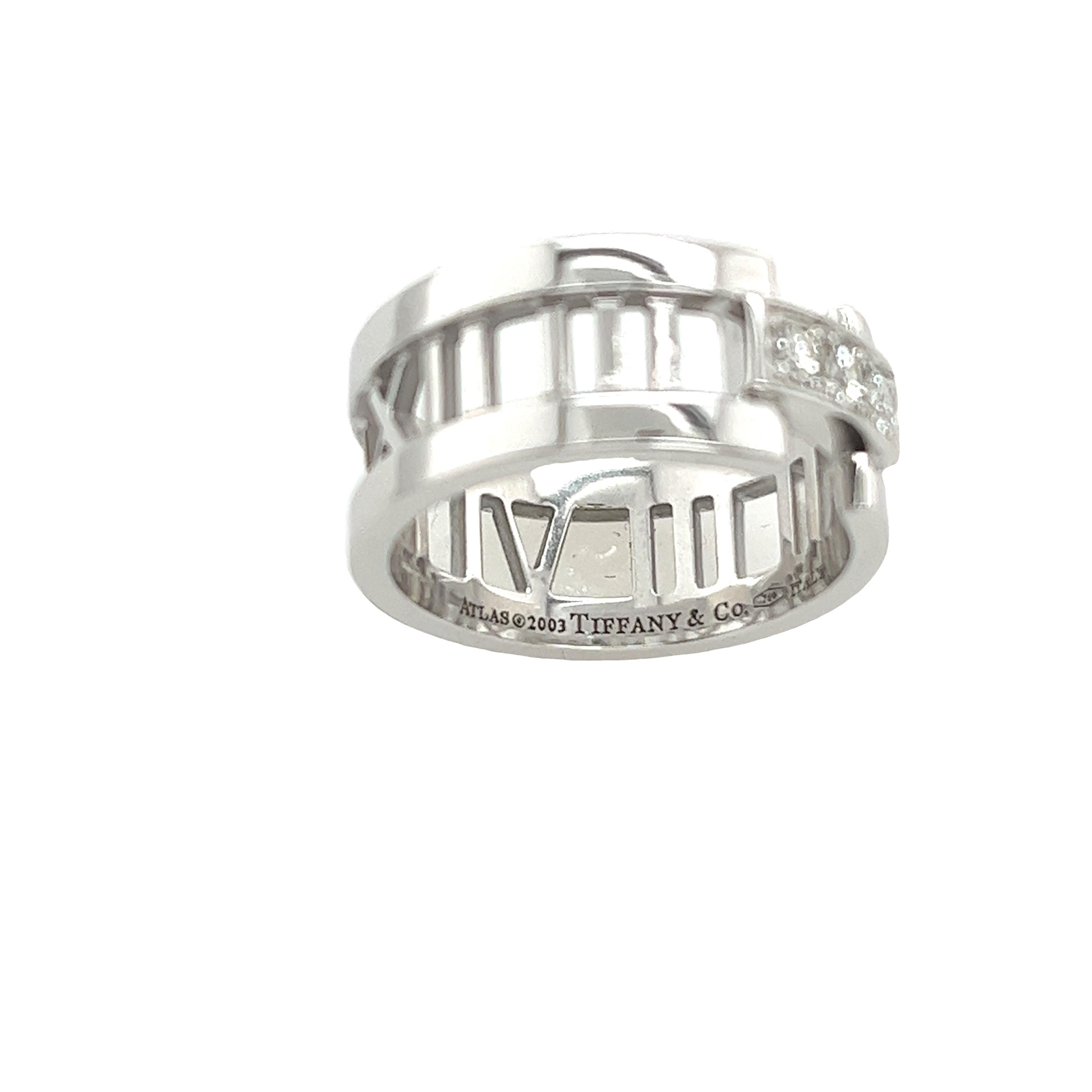 Tiffany & Co Atlas Ring in 18ct White Gold With Roman Numbers  1