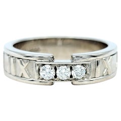 Tiffany & Co. Atlas Ring with Three Round Diamonds Set in 18 Karat White Gold