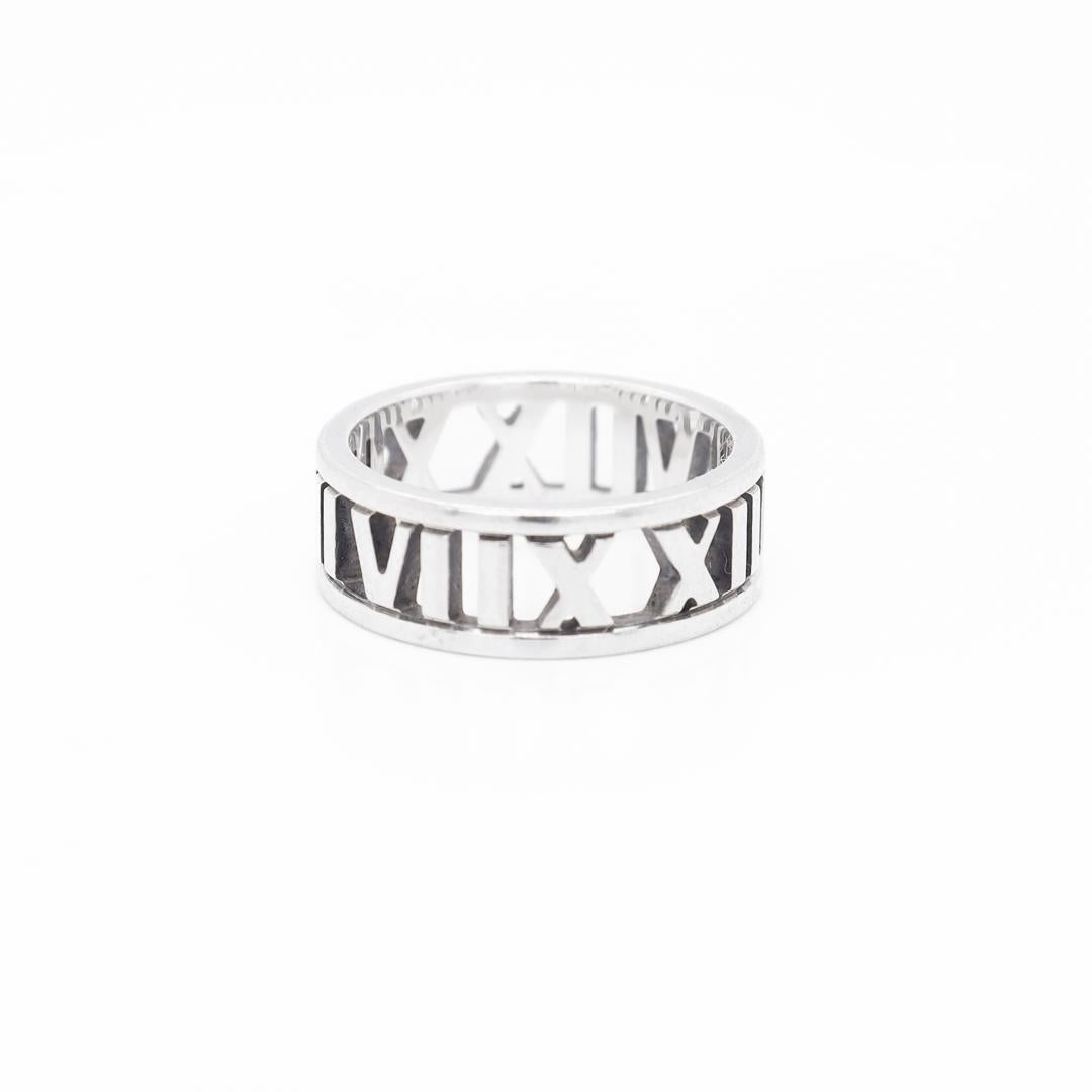 Modern Tiffany & Co. Atlas Roman Numeral Sterling Silver Band Ring For Sale