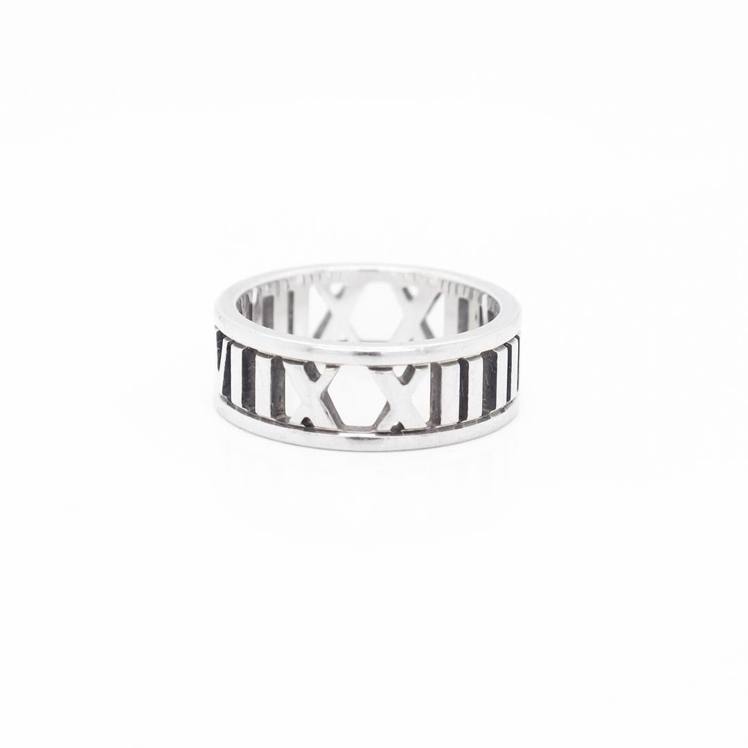 Women's or Men's Tiffany & Co. Atlas Roman Numeral Sterling Silver Band Ring
