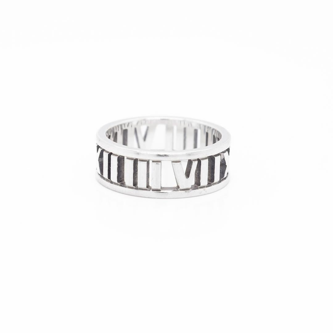 Tiffany & Co. Atlas Roman Numeral Sterling Silver Band Ring For Sale 1