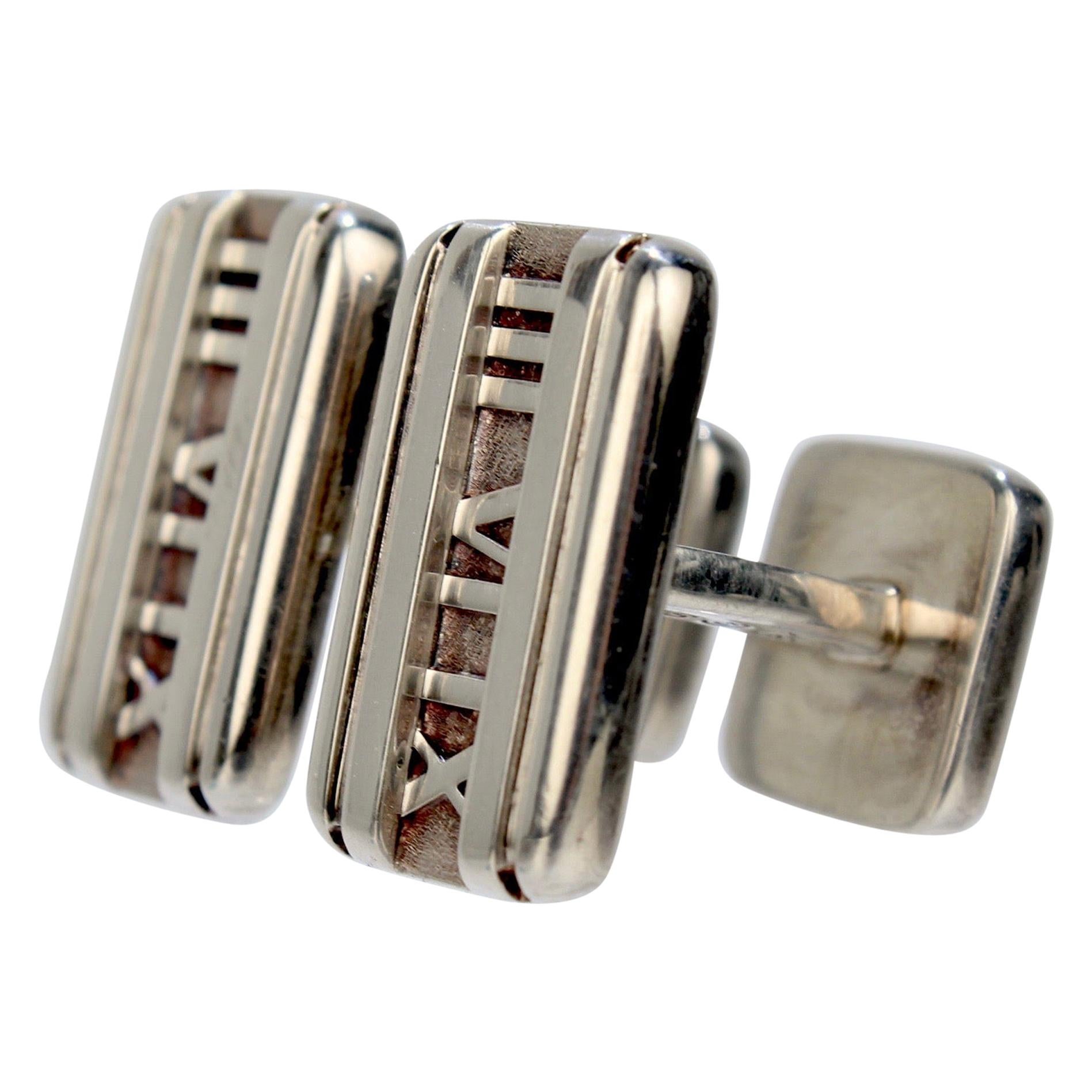 Tiffany & Co. Atlas Roman Numeral Sterling Silver Cufflinks For Sale