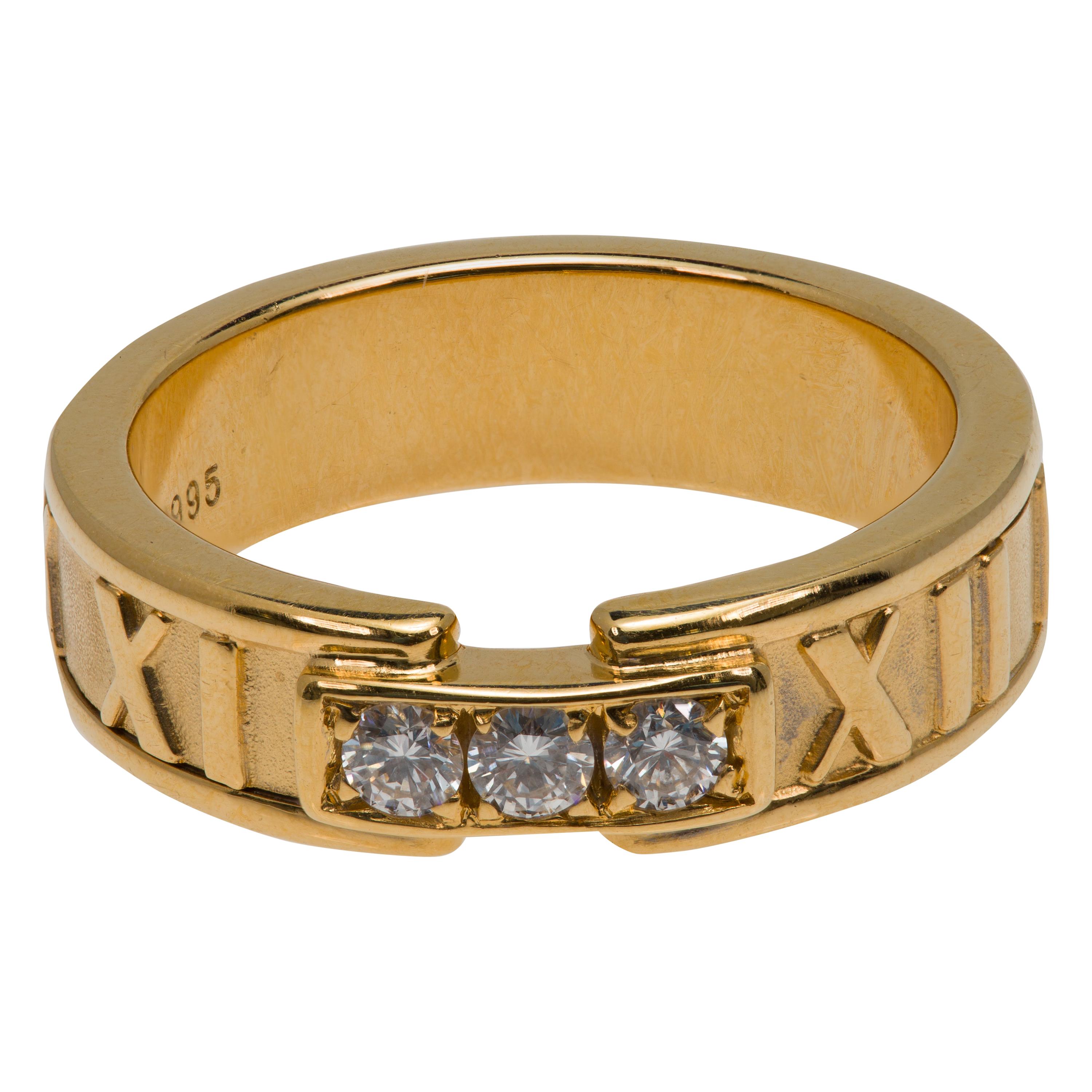 Tiffany & Co. Atlas Roman Numeral Wedding Diamond Ring in 18 Karat Gold