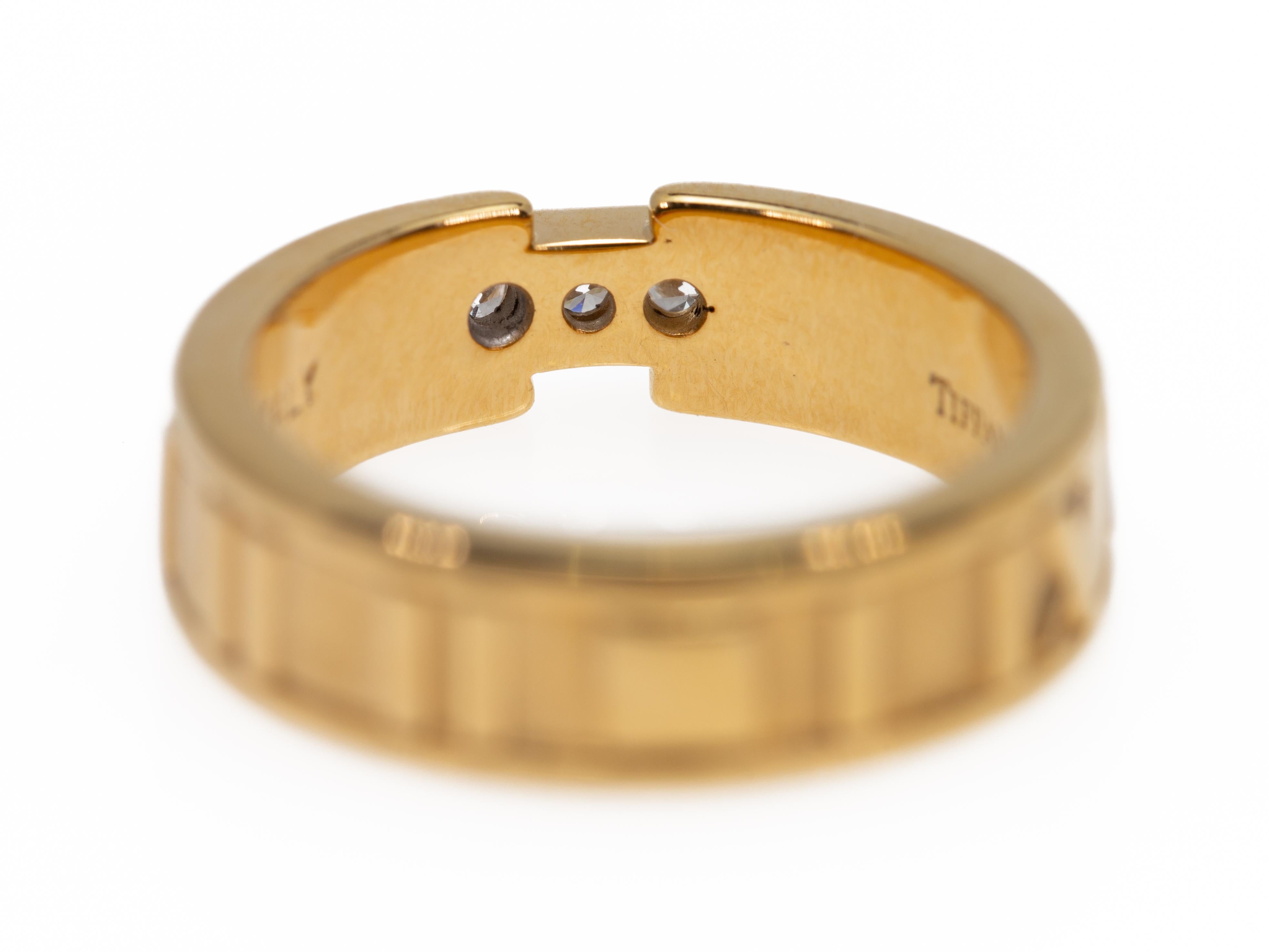 Round Cut Tiffany & Co. Atlas Roman Numeral Wedding Diamond Ring in 18 Karat Gold