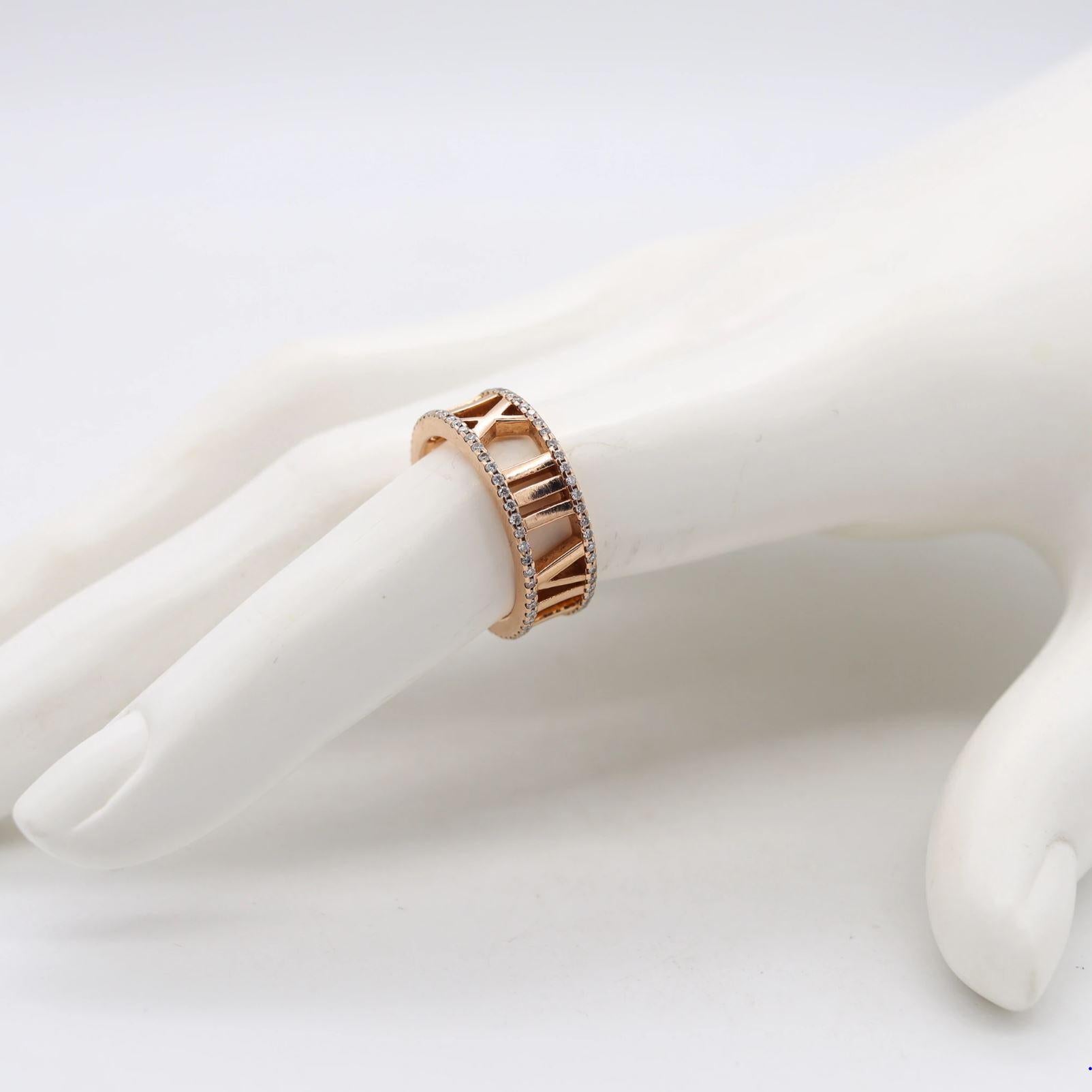 Tiffany & Co. Atlas Roman Numerals Eternity Ring 18Kt Yellow Gold withVS Diamond In Excellent Condition In Miami, FL