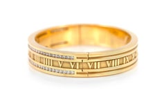Tiffany & Co. Atlas Roman Numeric Gold Hinged Bangle Bracelet with Diamonds