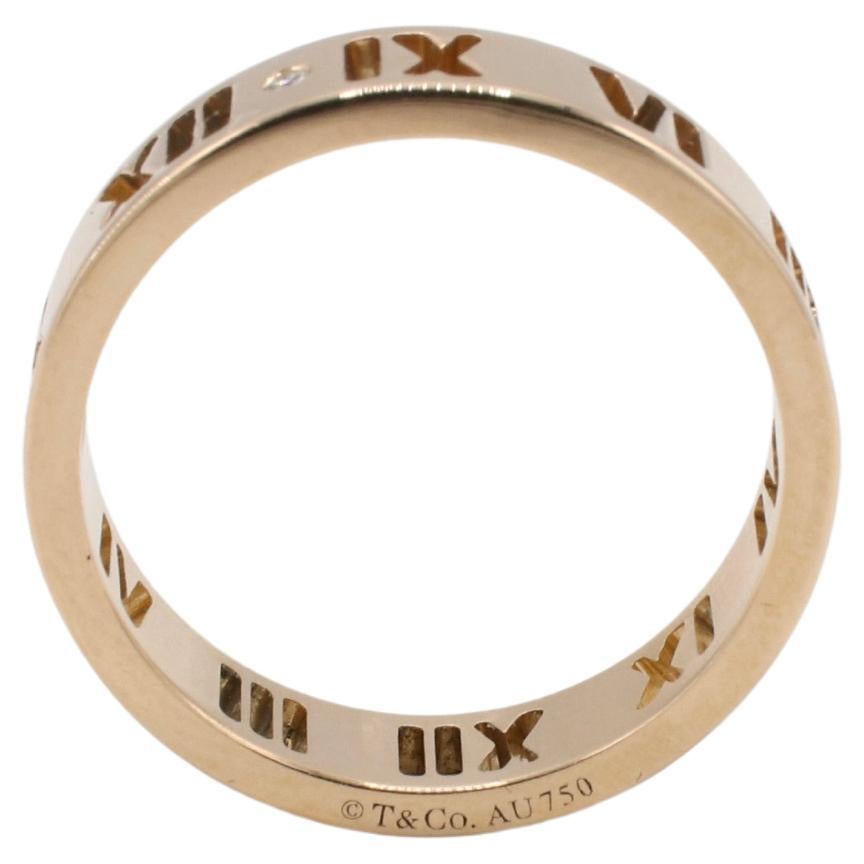Round Cut Tiffany & Co. Atlas Rose Gold Natural Diamond Pierced Band Ring
