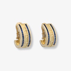 Tiffany & Co. Atlas Sapphire and 18 Karat Yellow Gold Hoop Earrings