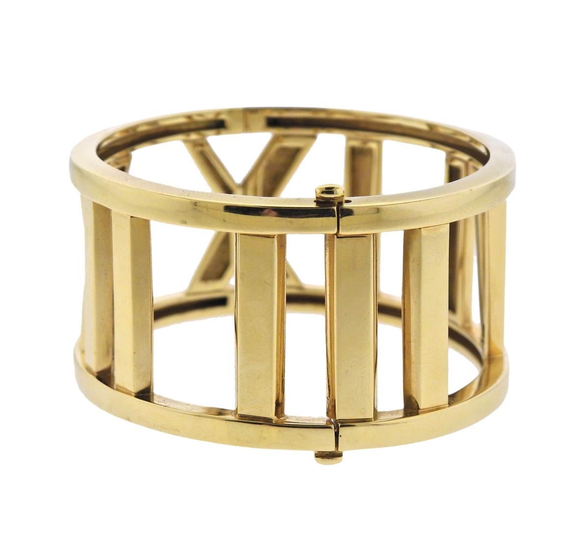  18k yellow gold wide Atlas bracelet by Tiffany & Co. Retail $12000. Bracelet will fit approx. 7