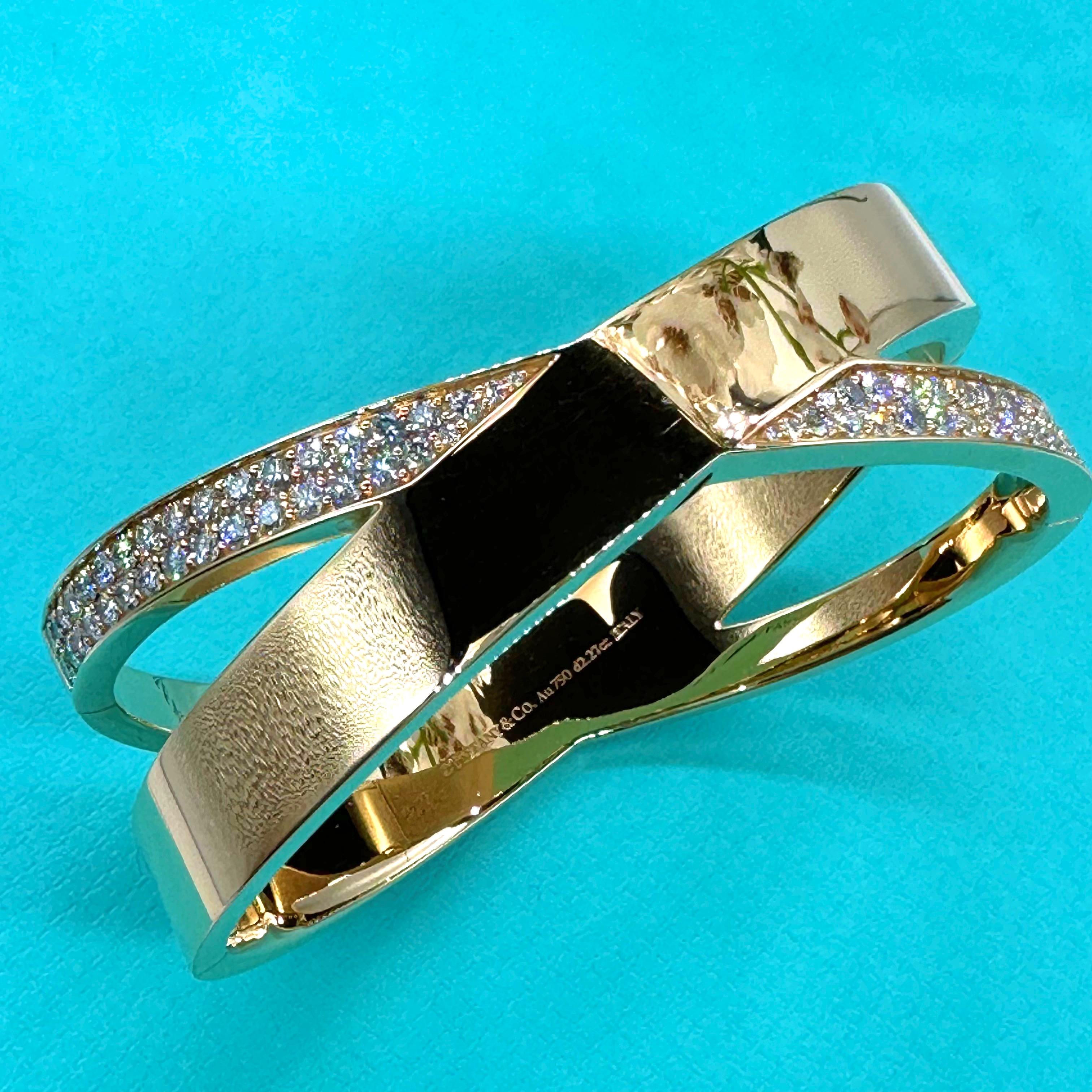 Tiffany & Co. Atlas Wide X 2.27 tcw Diamond Bangle Bracelet 18kt Rose Gold For Sale 3