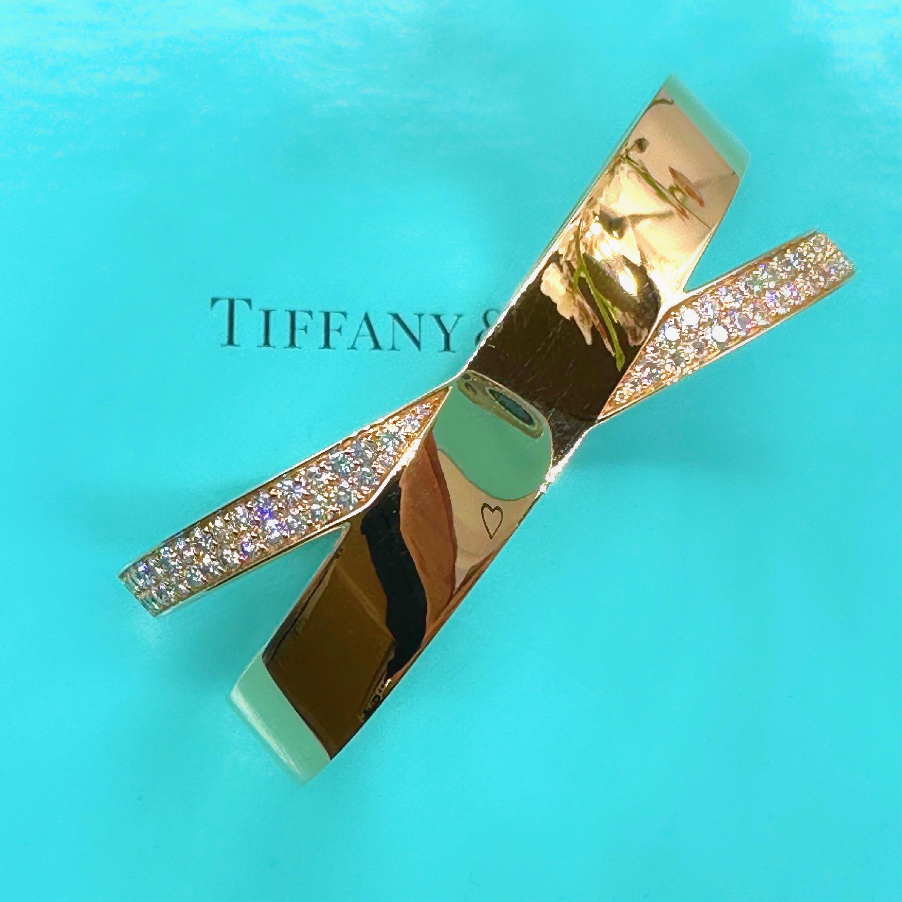 Tiffany & Co. Atlas Wide X 2.27 tcw Diamond Bangle Bracelet 18kt Rose Gold For Sale 1