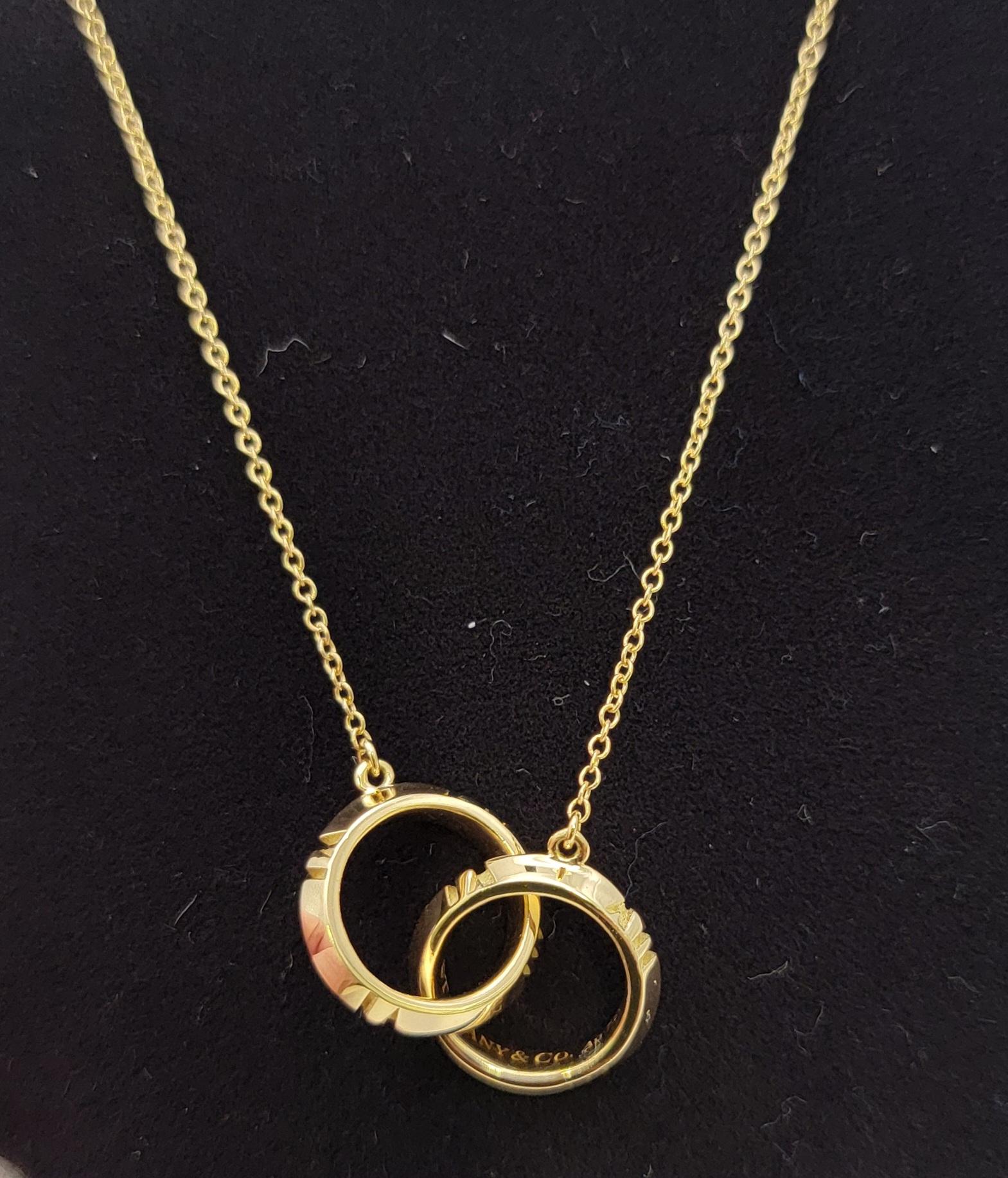 Tiffany & Co. Atlas X Closed Interlocking Pendant Necklace 18 Karat Yellow Gold 10